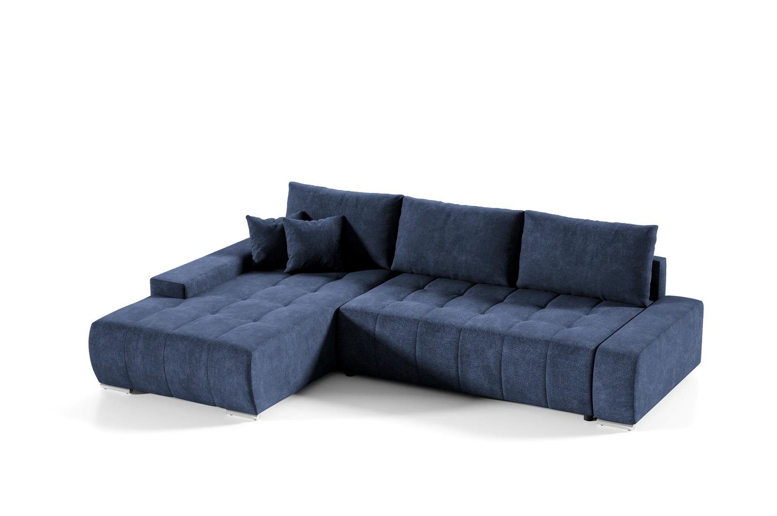 Schlaffunktion, DRACO Beautysofa Sofa mit Bettkasten Dunkelblau Couch Wohnzimmer (aston Ecksofa Ecksofa 26)