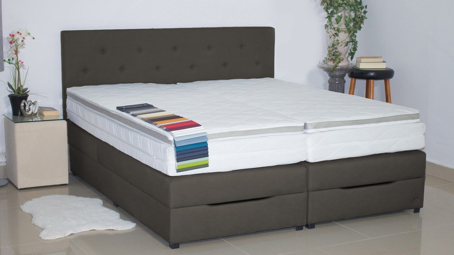 PAARA Boxspringbett Rio mit Bettkasten Kopfteil günstig online kaufen
