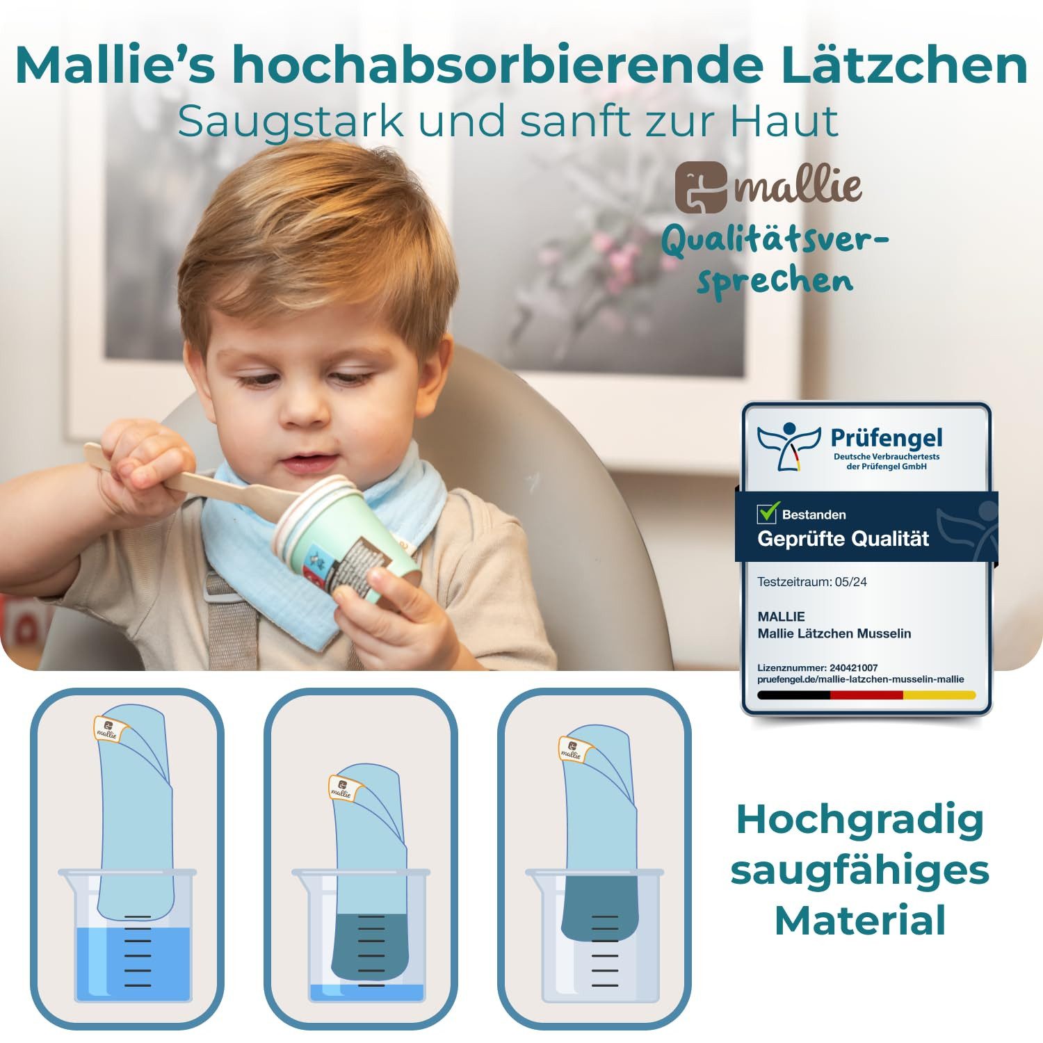 Mallie Lätzchen Musselin Lätzchen Baby im 6er oder 8er Set, (Als Bibs, Dreieckstuch Baby, Baby Lätzchen -, 6-St., Musselin Halstuch Baby, Musselintücher Baby und Babylätzchen), Sabberlätzchen Baby Halstücher Baby