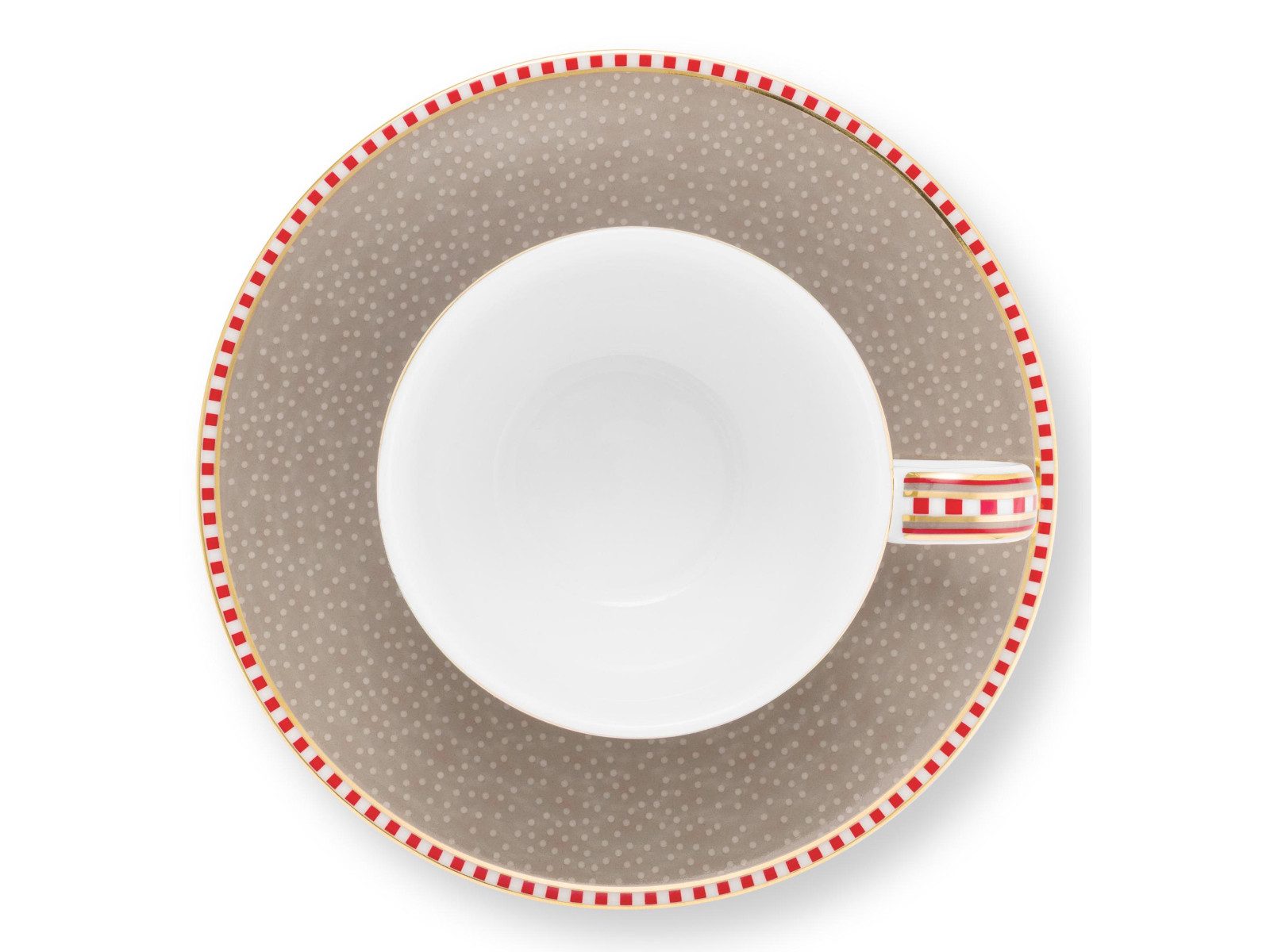PiP Studio Espressotasse looming Tales Khaki Espressotasse mit Untertasse 0,12l, Porzellan
