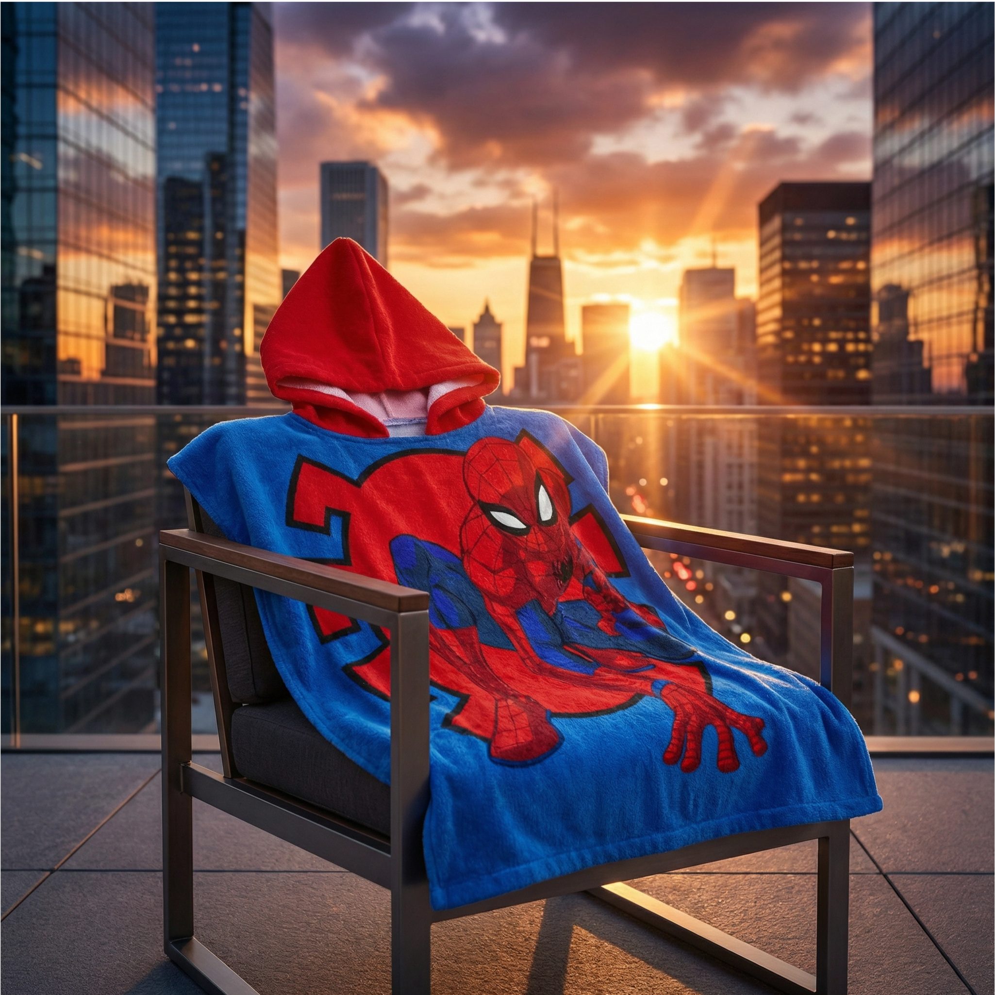 MARVEL Badeponcho Marvel Spiderman Kinder Mikrofaser Poncho Badeponcho mit Kapuze, 55 cm, Polyester, Kapuze, Pull-On