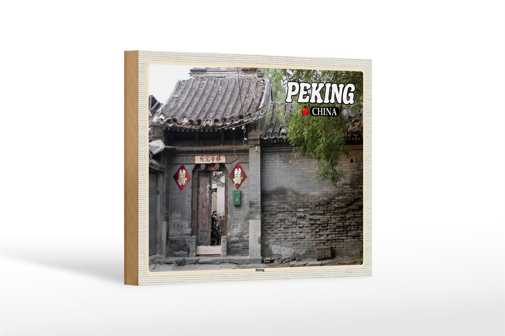 Femer GmbH Holzbild Reise 18x12 cm Peking China Hutong, (1 St), Glatte Holzfaserplatte (MDF), vorn beschichtet