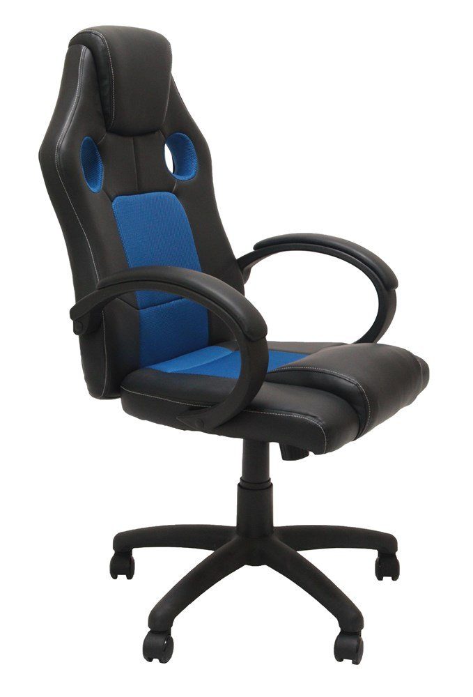 TOPESHOP Gaming-Stuhl Gamer-Sitz mit Armlehne Ergonomische Lendenwirbelstütze Blau-Schwarz