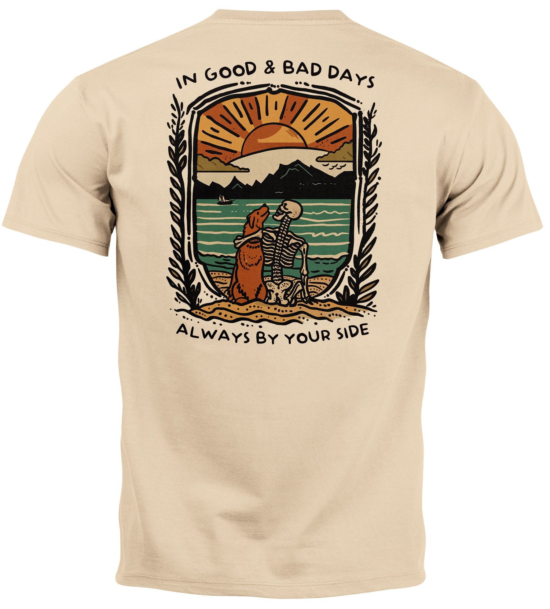 Neverless Print-Shirt Backprint TShirt Herren Hund Freundschaft Motiv Aufdr günstig online kaufen