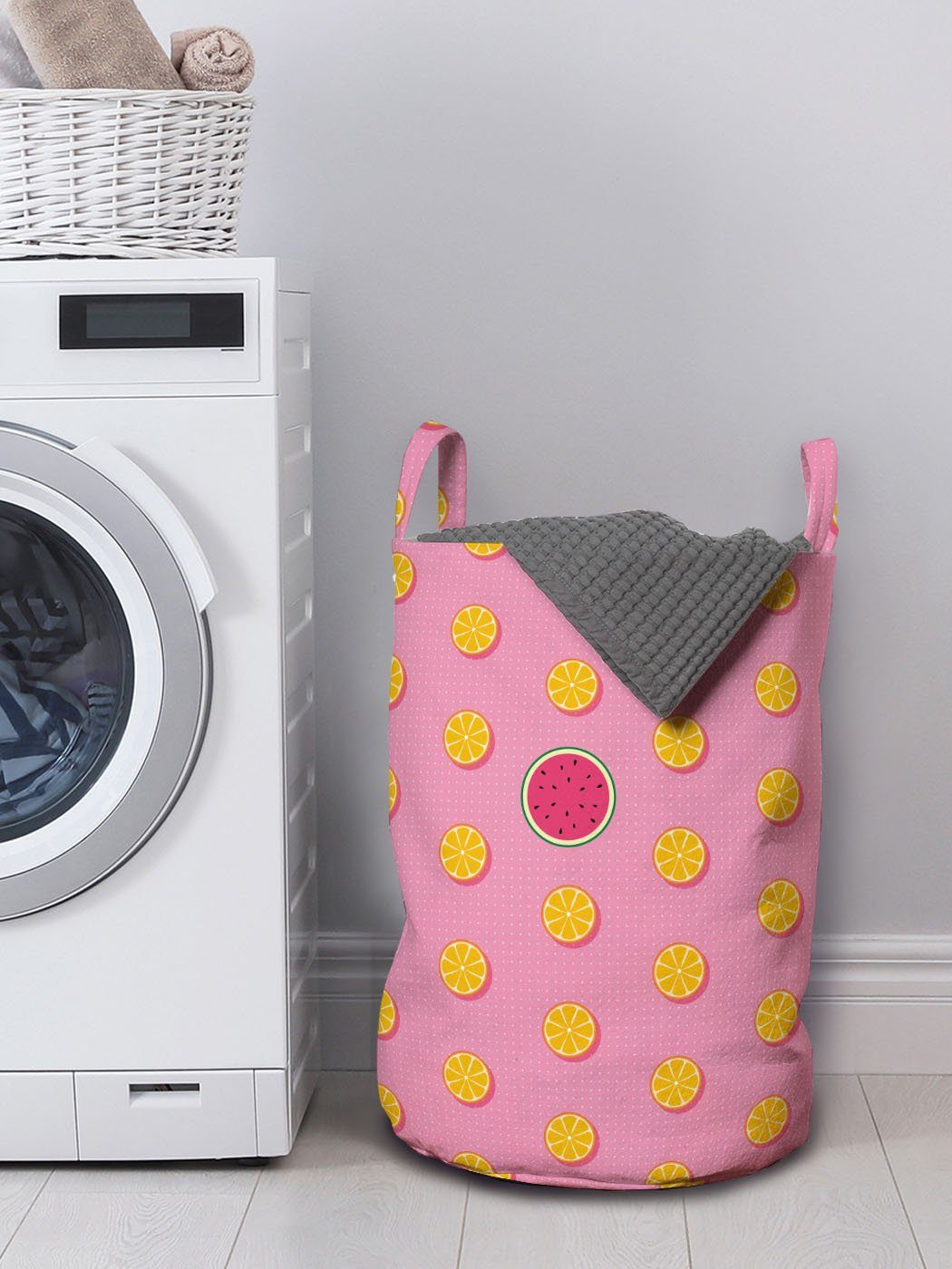 Griffen Sommer Kordelzugverschluss für Scheiben Wäschekorb Wäschesäckchen und Waschsalons, Orange mit Abakuhaus Wassermelone
