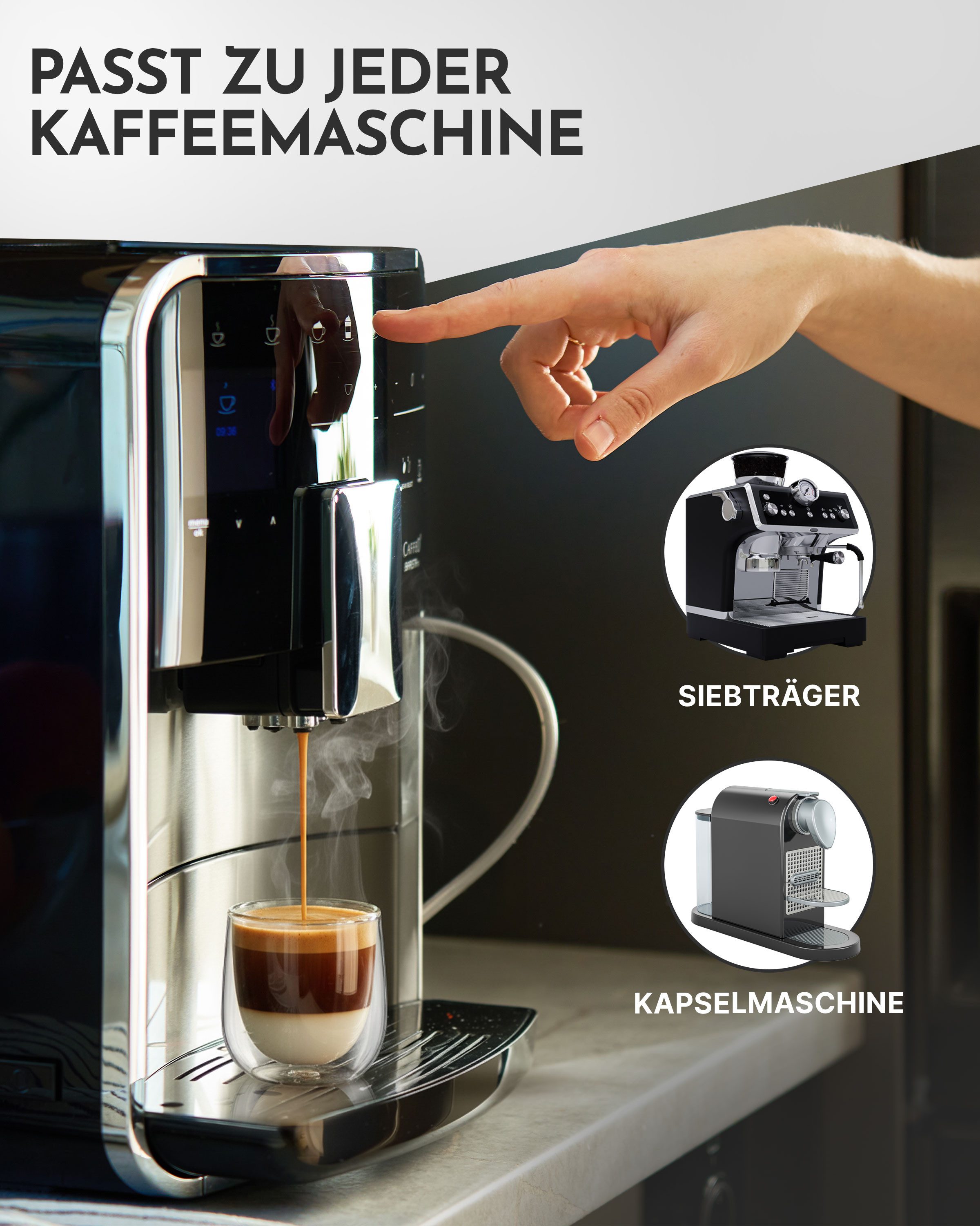 NEOLYMP Thermotasse 4er Set Cappuccino Tassen - Latte Macchiato Gläser doppelwandig, 180 Grad spülmaschinenfest und hitzebeständig - Gastronomie Qualität