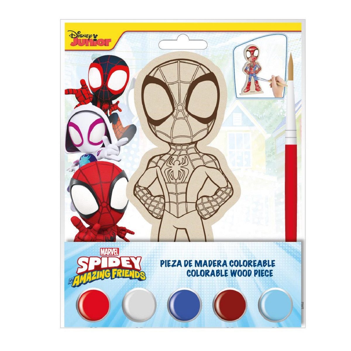 Cerda Malvorlage Spidey Malset – Holzfiguren zum Ausmalen für Kinder mit Marvel-Motiven