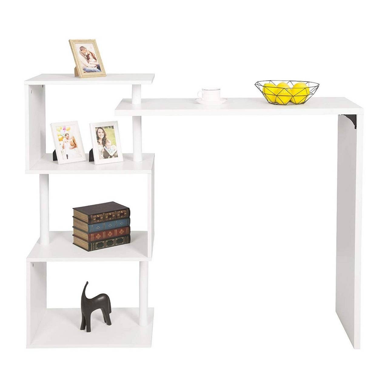 Woltu Bartisch (1-St), Stehtisch mit 3 Ablageflächen, aus Metall & MDF