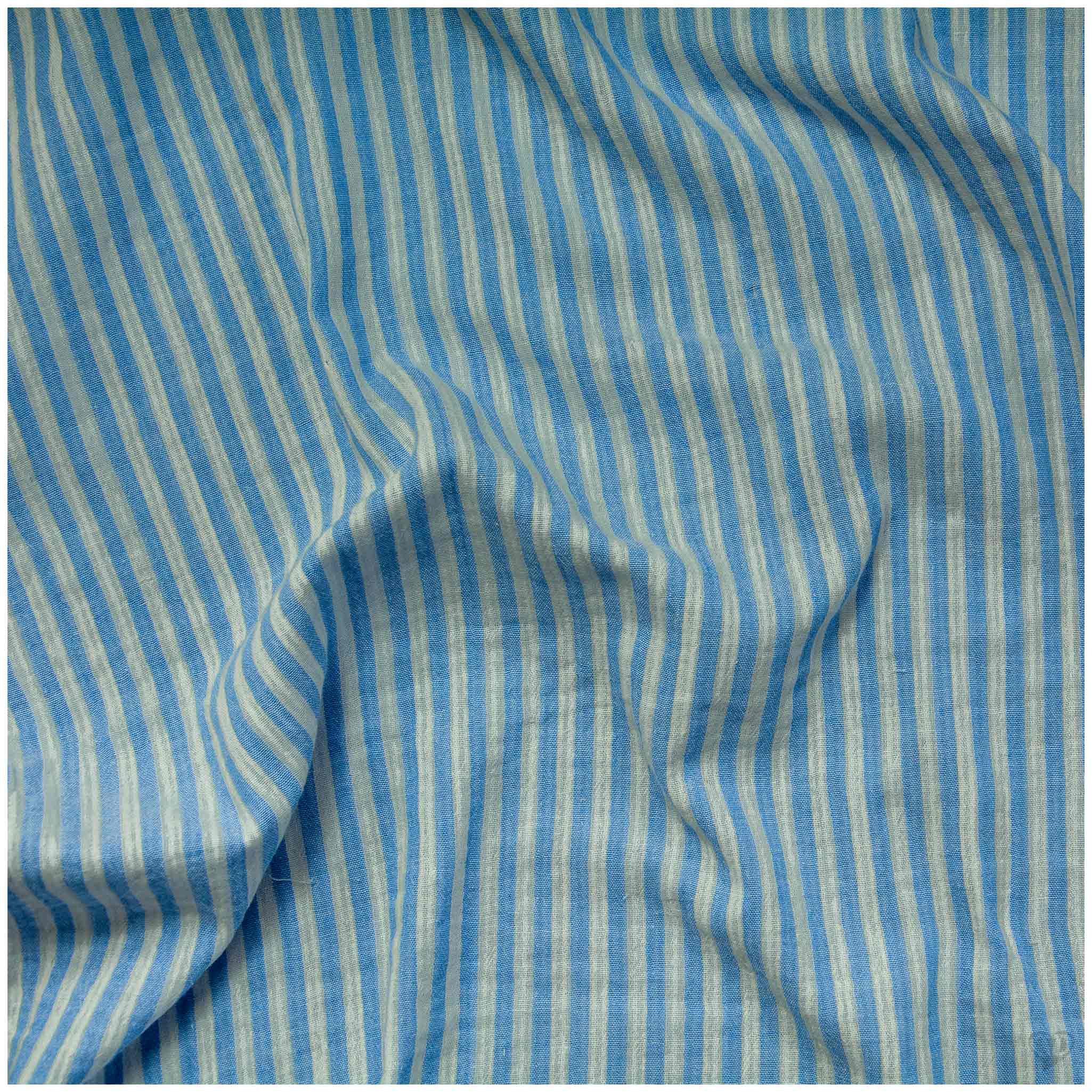 maDDma Stoff Musselin Stoff Streifen Double Gauze Baumwolle 1/2 Meterware 125 cm, blau-weiß