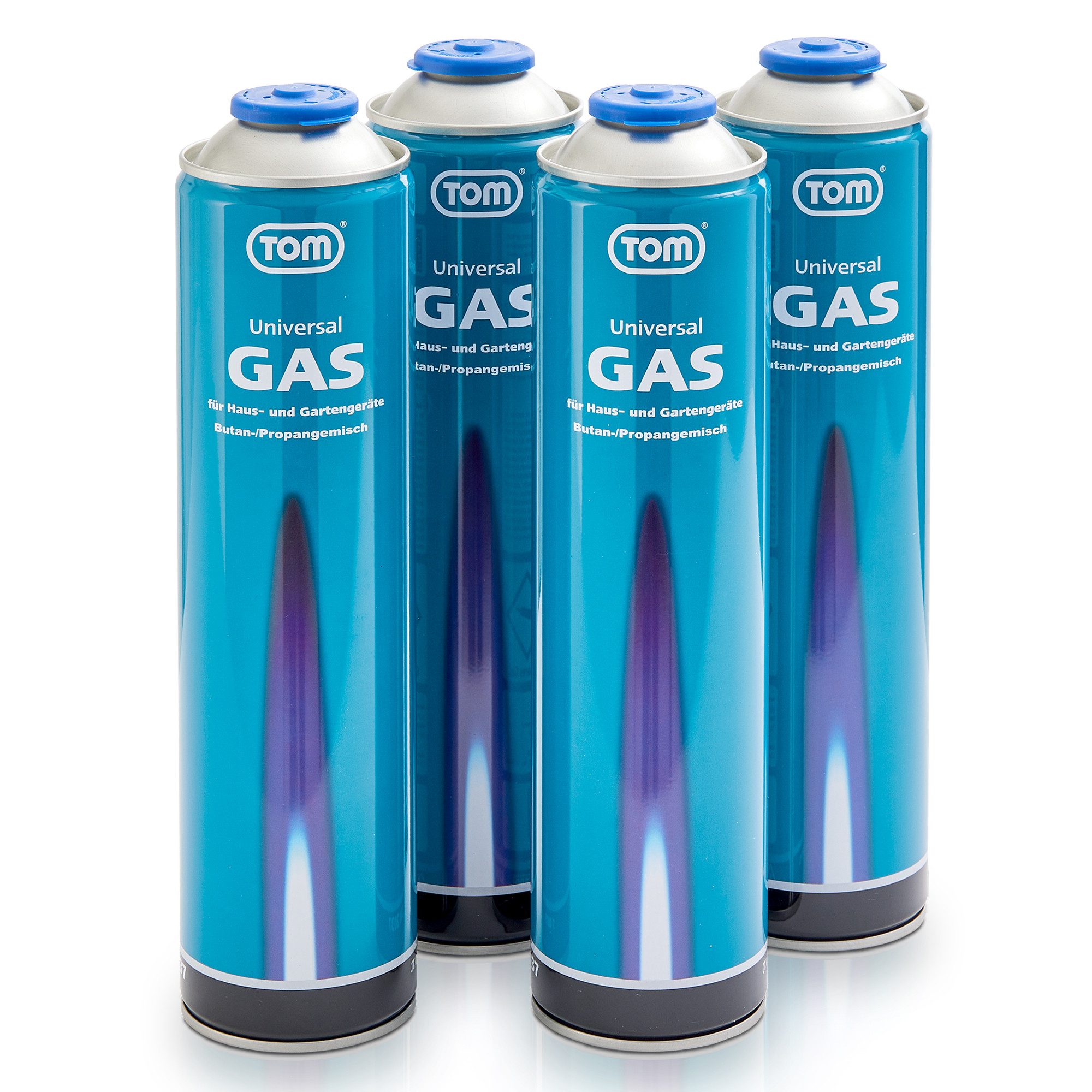TOM Gaskartusche 600ml Universalgas Set, 4 St., Propan-/Butangasgemisch EN 417, 7/16"