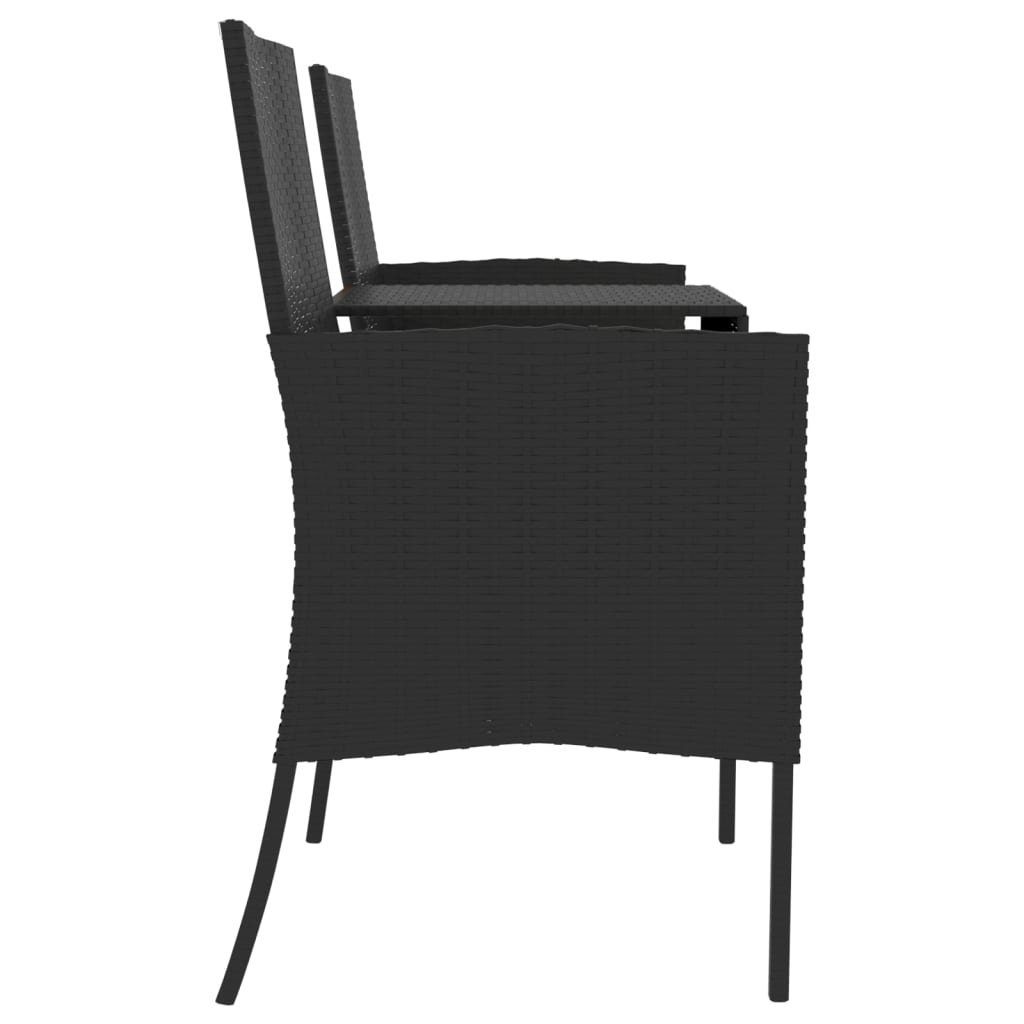 möbelando Gartenstuhl 3010981 (LxBxH: Sitzauflagen cm), Rattan in Kaffeetisch mit und schwarz aus 61x151x85