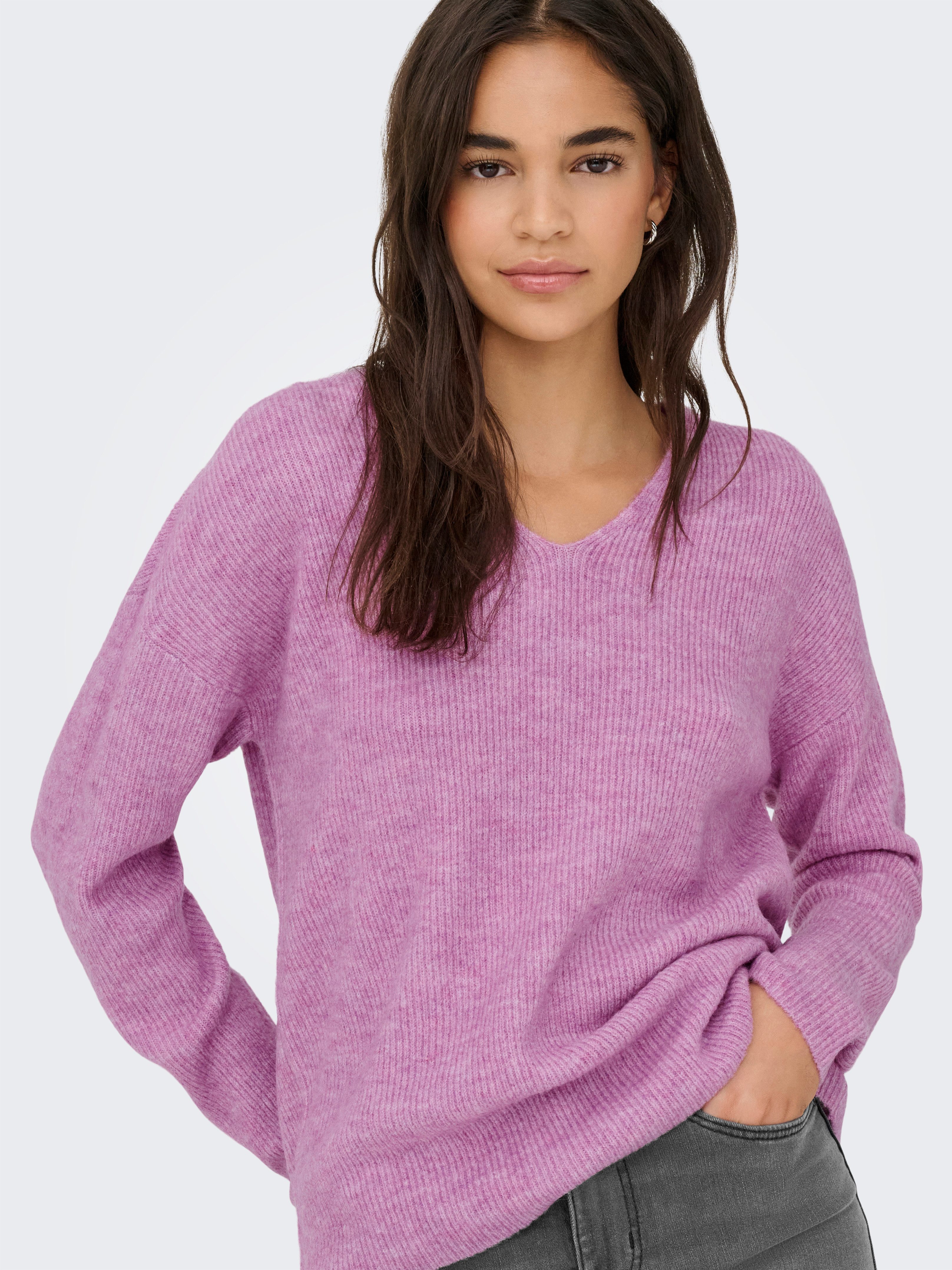 ONLY V-Ausschnitt-Pullover ONLCAMILLA V-NECK L/S PULLOVER KNT NOOS Materialmix, regular fit