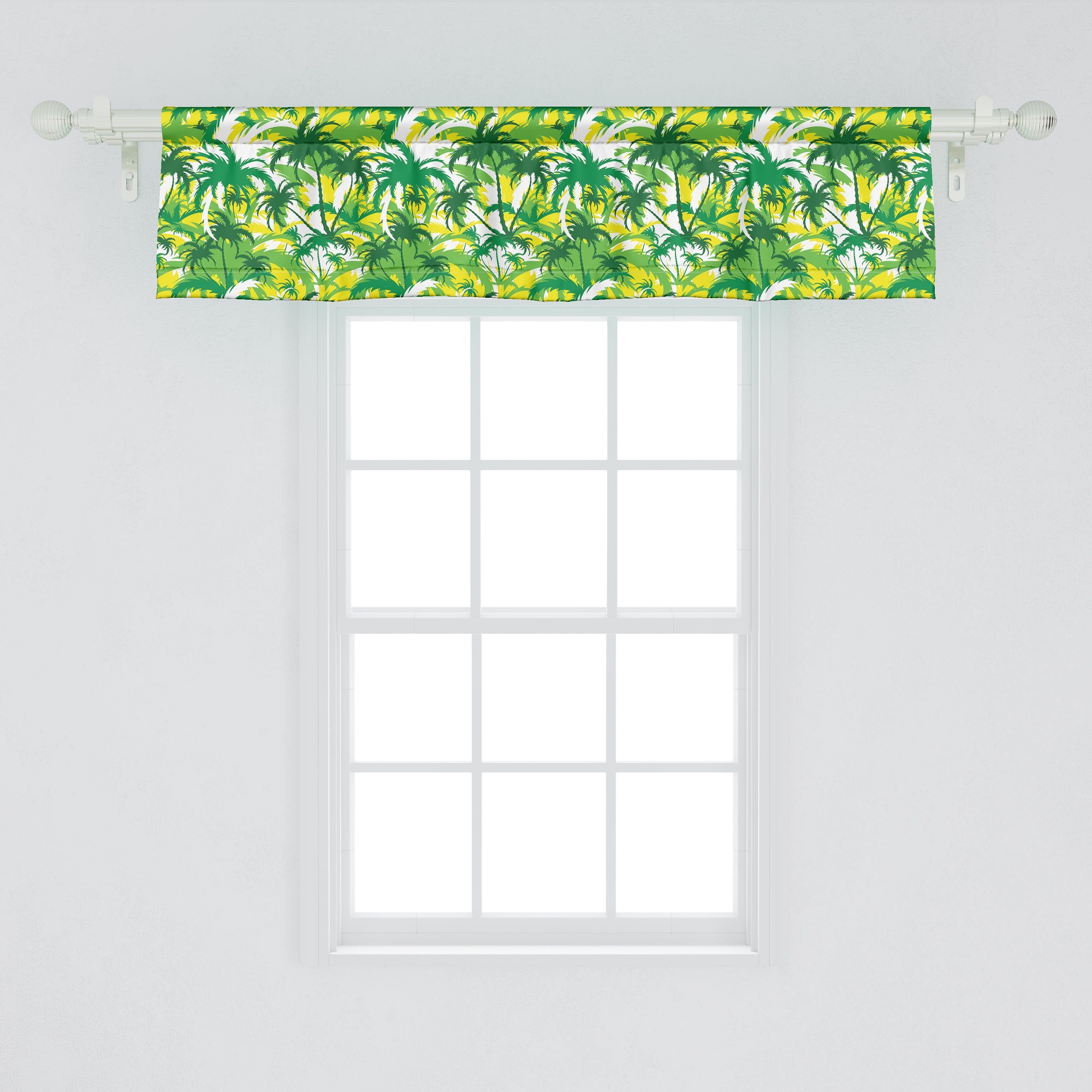 Scheibengardine Vorhang Exotisch Abakuhaus, Volant Küche für Schlafzimmer Hawaii-Palme-Entwurf Dekor Stangentasche, mit Microfaser