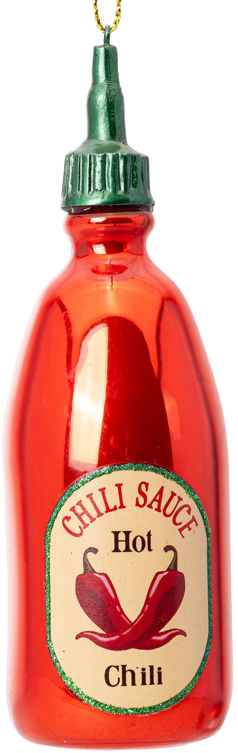 Christbaumschmuck BS915 Chili Sauce Flasche Glas Figur Weihnachtsbaum Anhänger