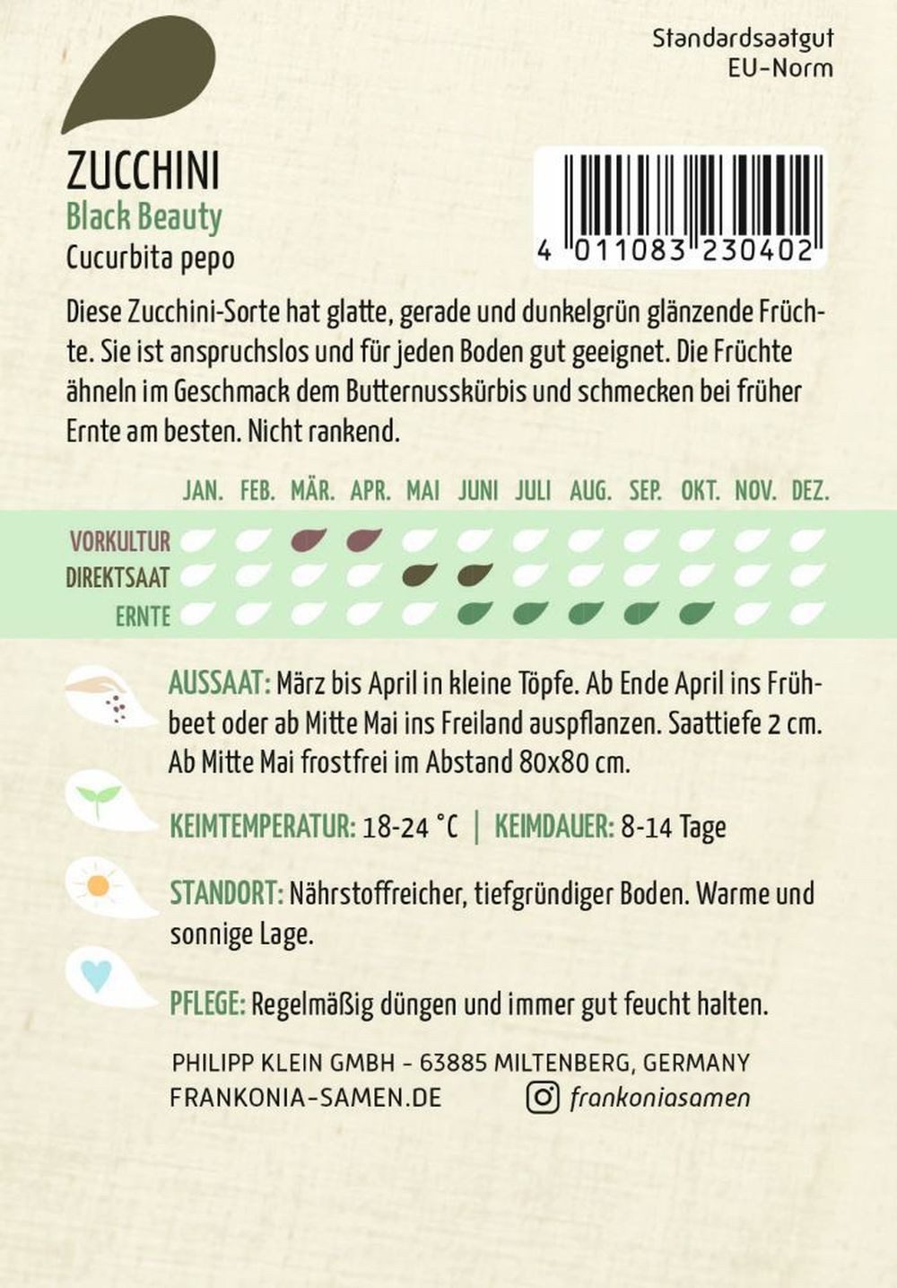 FRANKONIA Gemüsesamen Zucchini, Black Beauty - Saatgut Zucchini-Samen Samen günstig online kaufen
