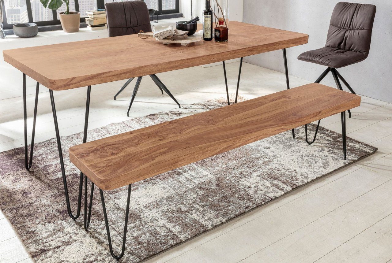 furnicato Sitzbank BAGLI Massiv-Holz Akazie 120 x 45 x 40 cm