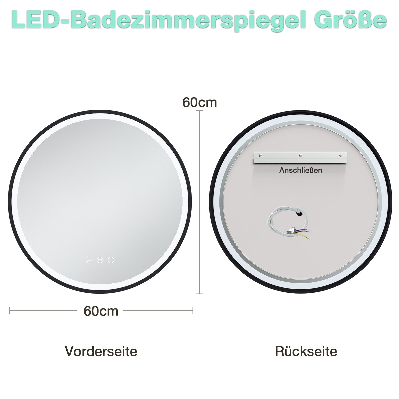GIMBELEN Badspiegel LED Runder mit Beleuchtung, dimmbar, 3 Lichtfarben (1-S günstig online kaufen
