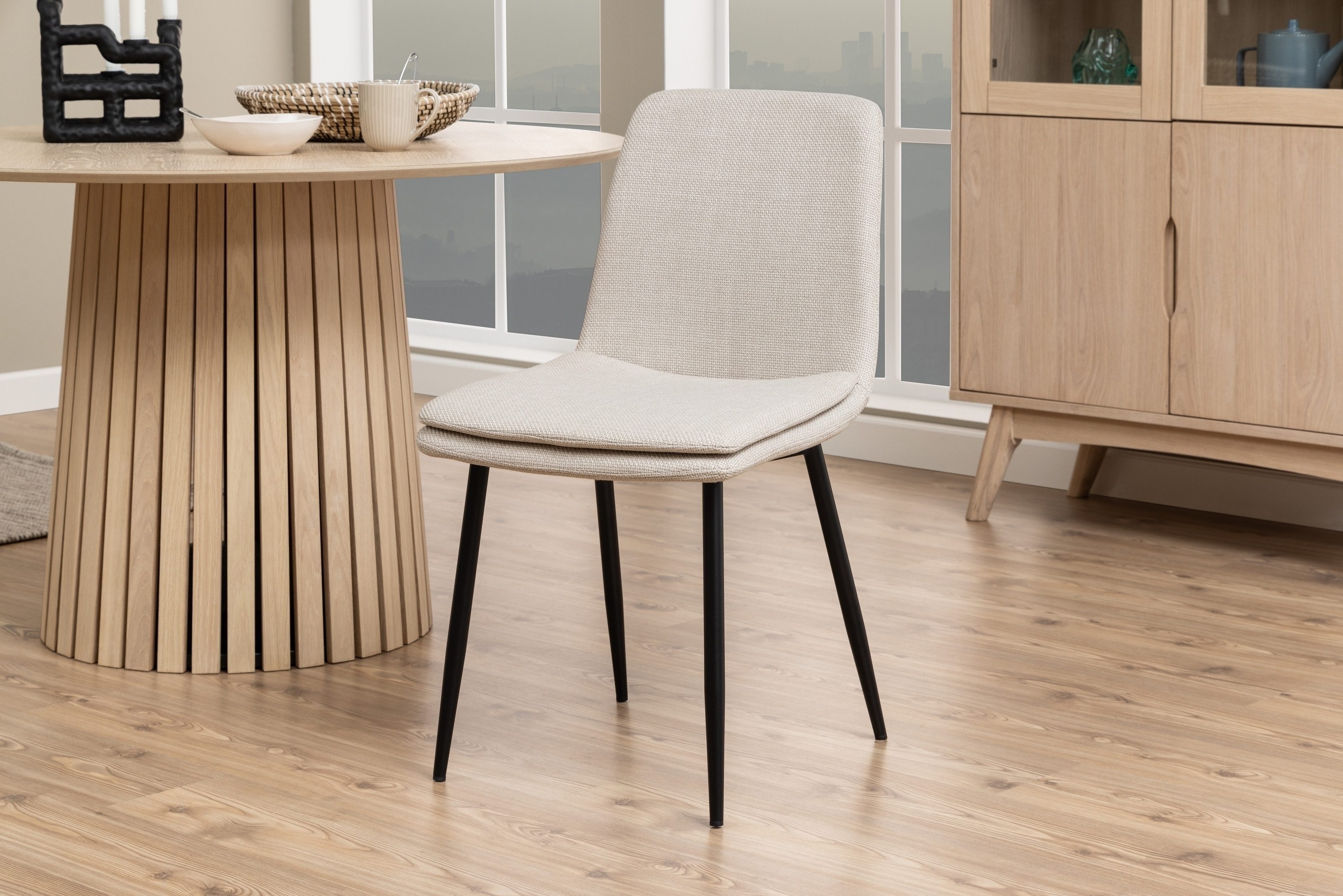 Esszimmerstuhl (4er-Set) in Beige, Stoff - 46x85,5x55cm (BxHxT)