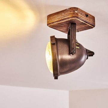 hofstein Deckenleuchte »Gavi« dimmbare Wandlampe aus Metall/Holz in Braun, ohne Leuchtmittel, Lampenschirm dreh-/schwenkbar, 1xGU10, Wandspot im Retro-Design