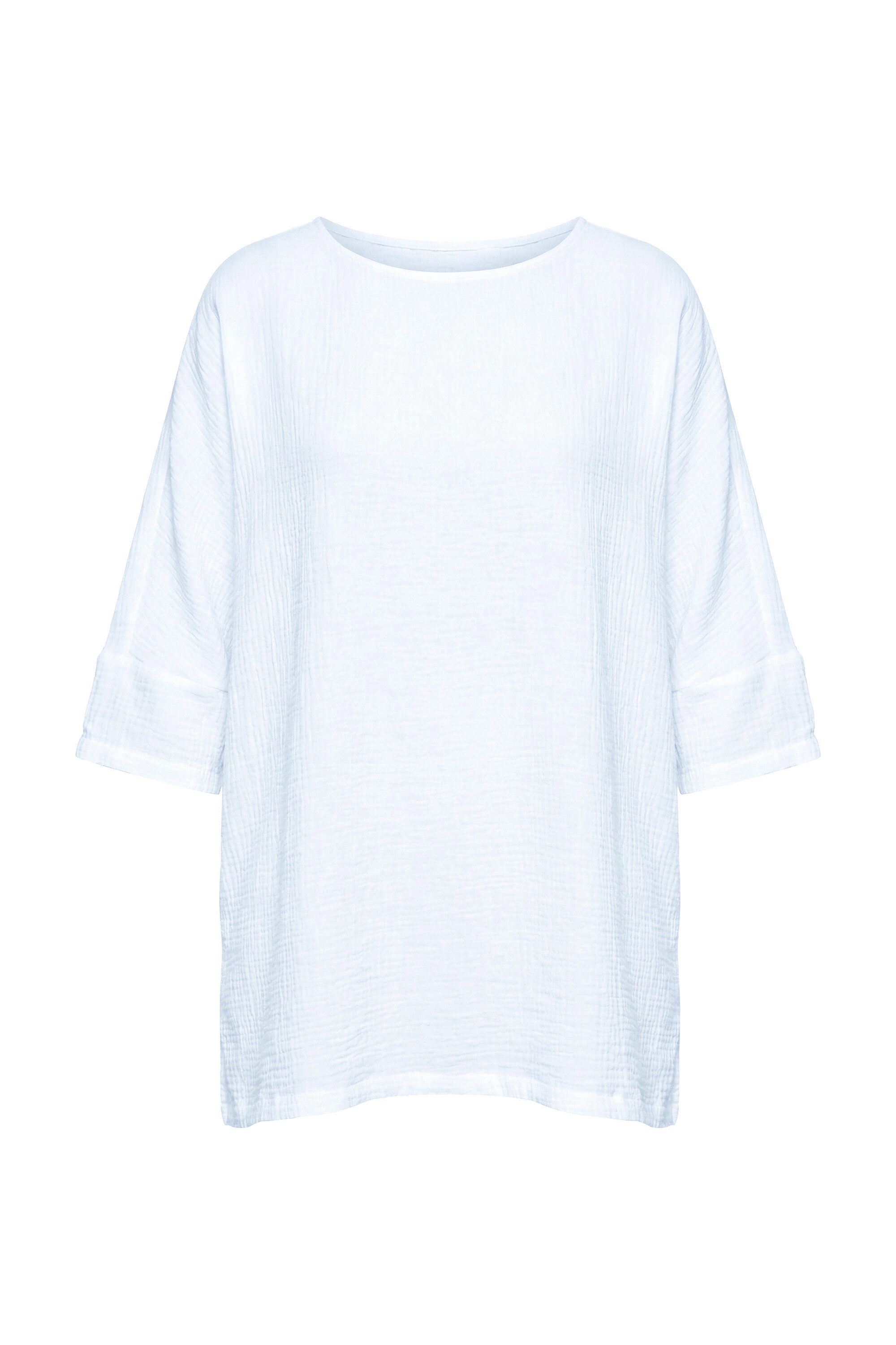 MIAMODA Longbluse Bluse oversized Musselin 3/4-Ärmel günstig online kaufen