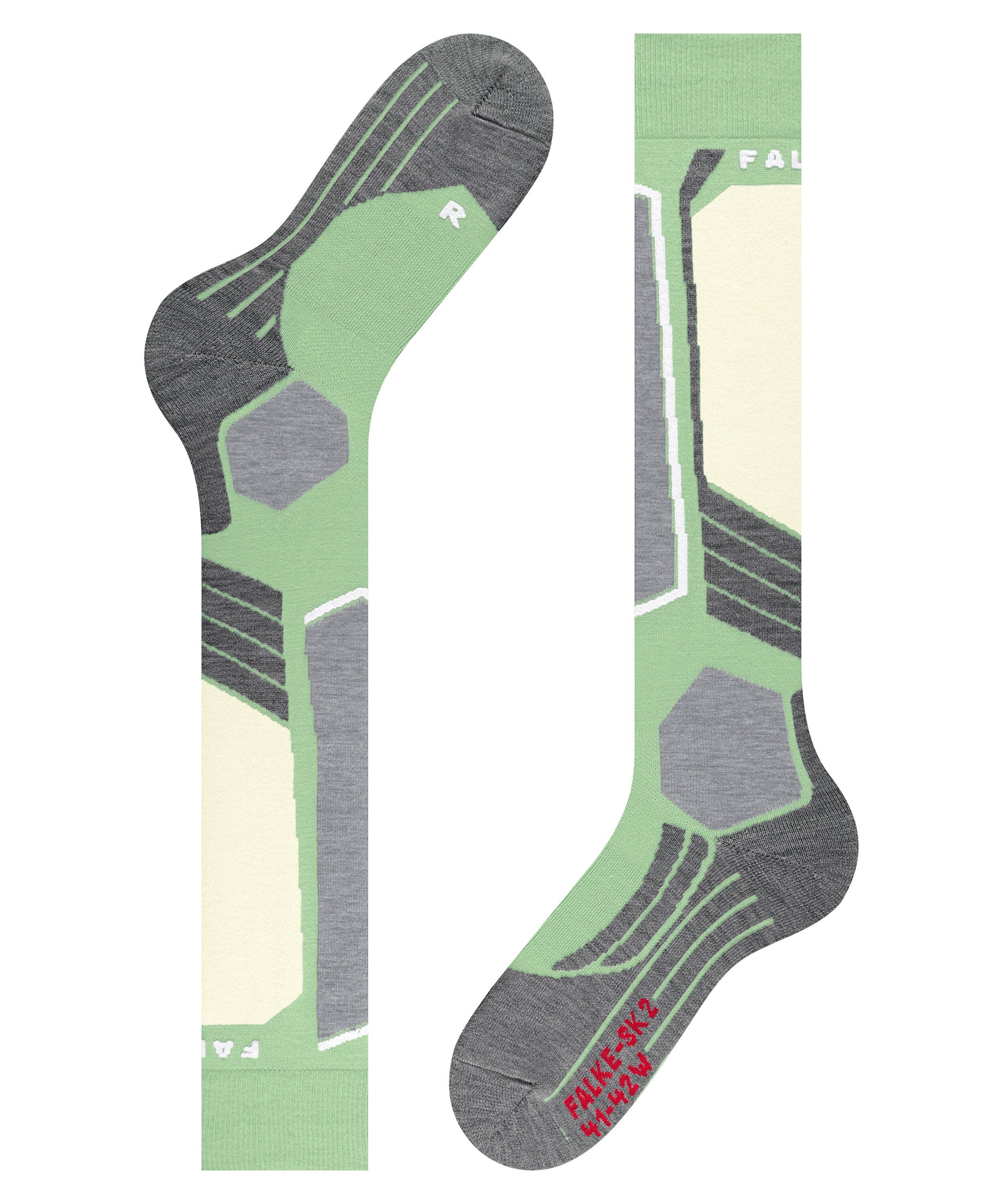 (1-Paar) (7378) mittelstarker für SK2 Kontrolle Komfort quiet Intermediate green Skisocken Polsterung FALKE und mit
