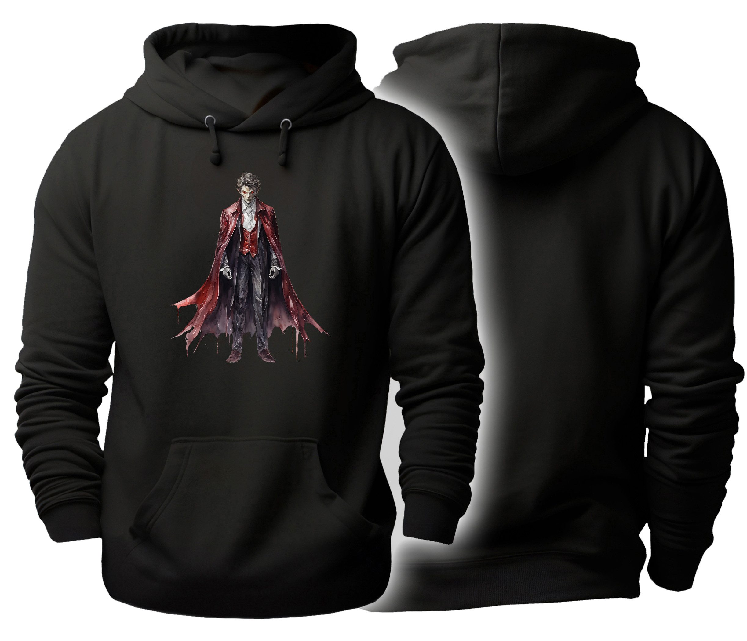 MyDesign24 Hoodie Halloween Kapuzen Pulli - Vampir Herren und Damen Kapuzensweater - Halloween Hoodie i442