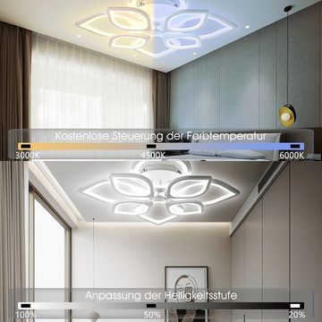 WILGOON LED Deckenleuchte 80W Dimmbar Wohnzimmer Deckenlampe Fernbedienung, in Blumenförmiges Design, für Wohnzimmer, Schlafzimmer, Flur, Küche