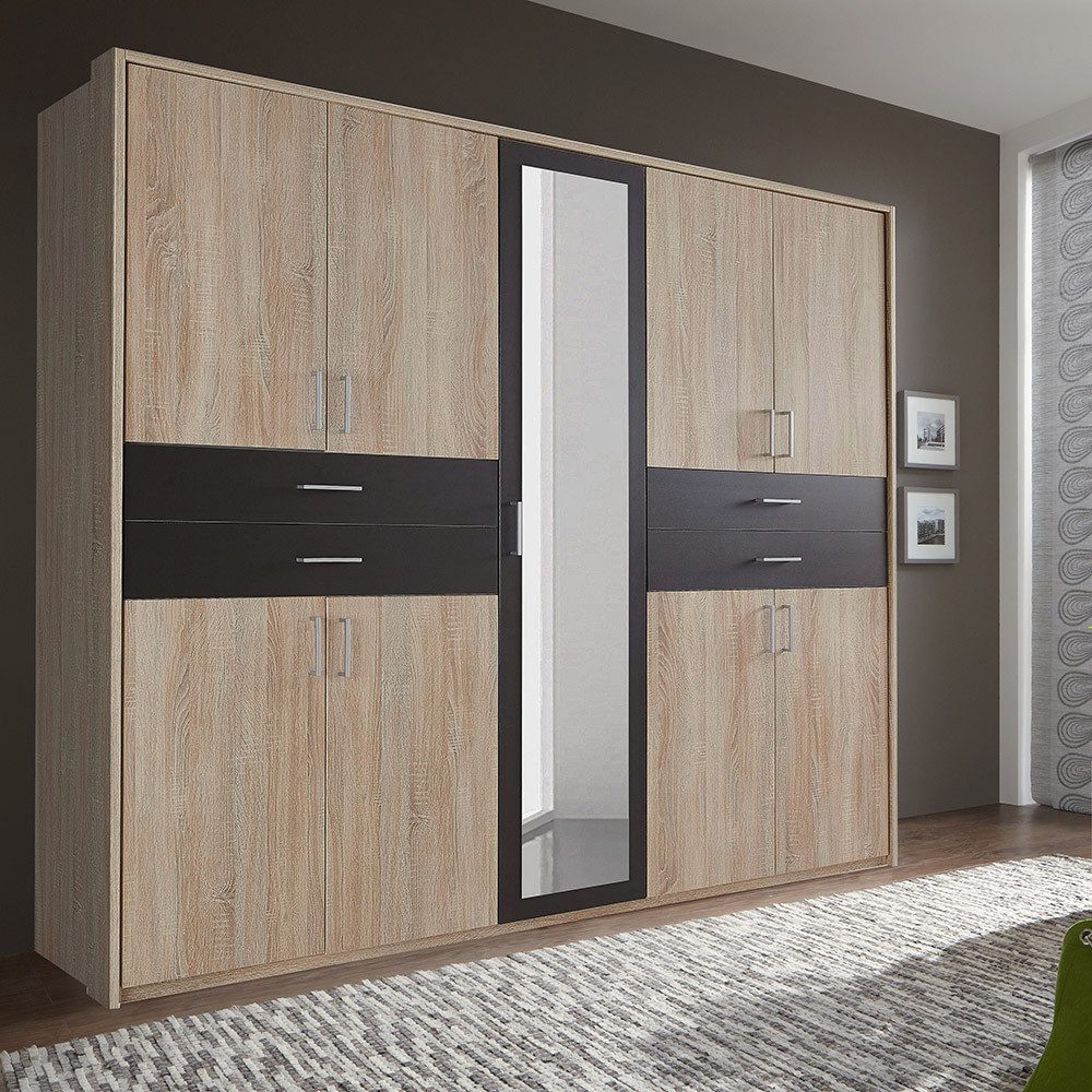Lomadox Kleiderschrank TREVISO-43 Garderobenschrank Schlafzimmerschrank Schrank 228 cm breit Eiche