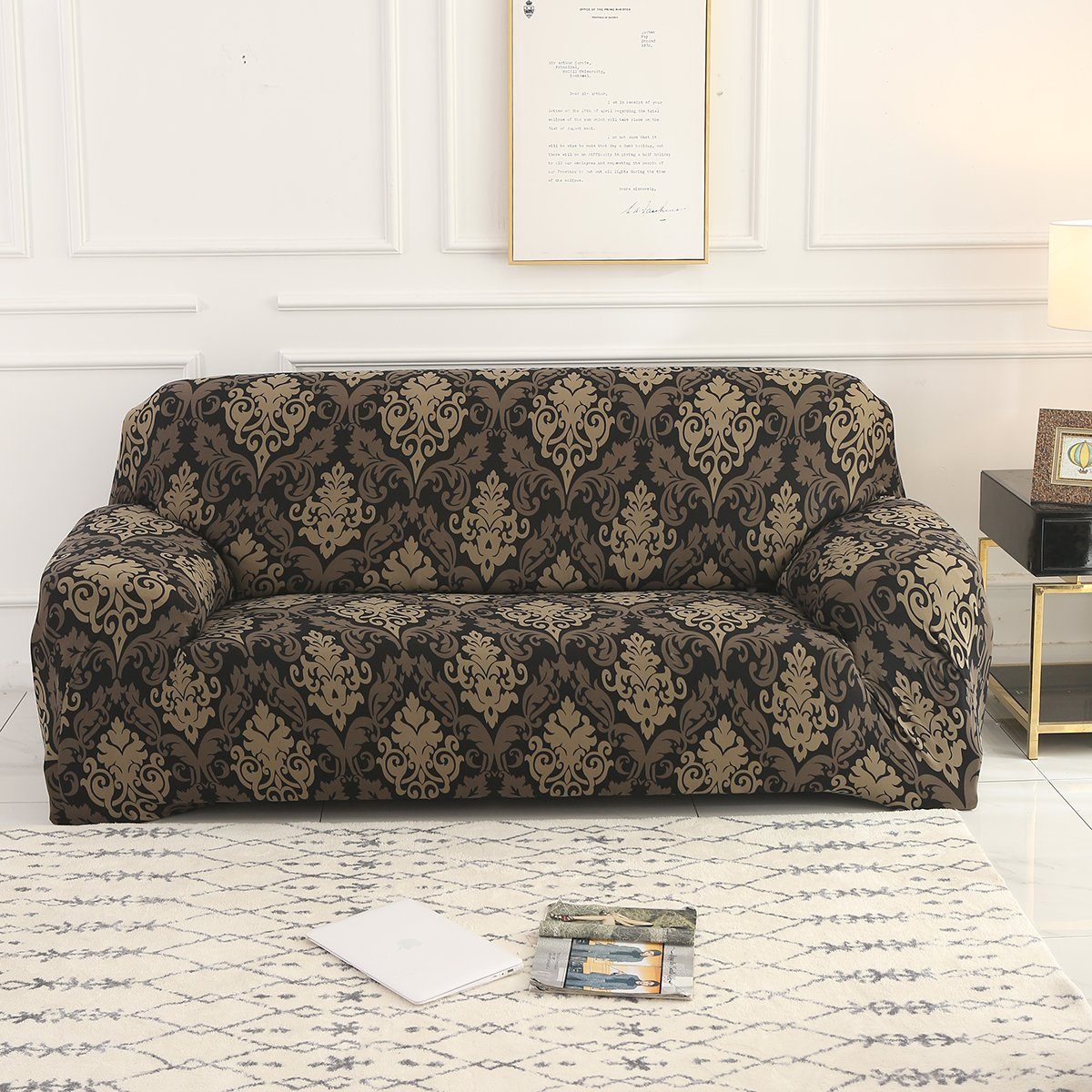 Sofahusse Bedruckt, wasserdicht, elastisches, für Armlehnen L-Form Sofa,  Rosnek, U-Form Sofa Möbelschutz