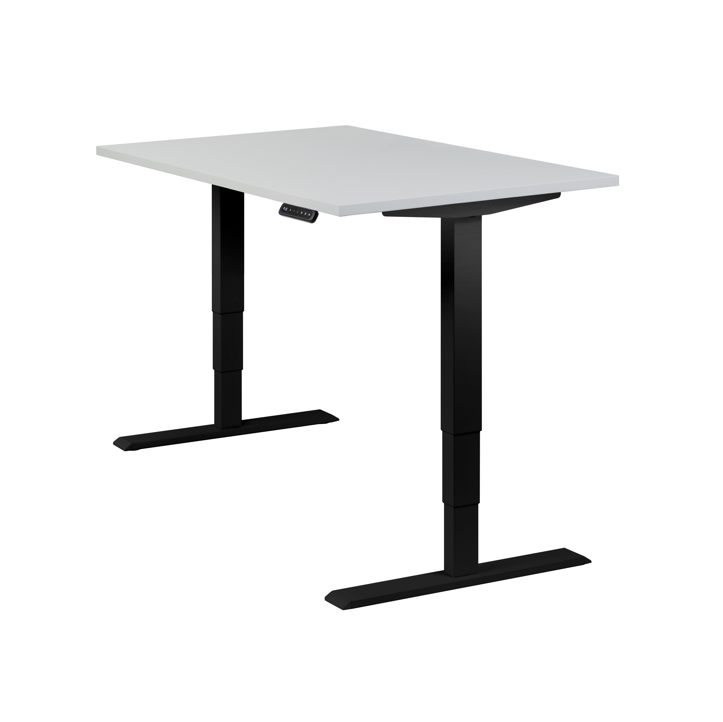 Lichtgrau x boho 120 | 80 Tischplatte Schreibtisch Schwarz office® cm (RAL9005) Schwarz (Melamin) Homedesk, höhenverstellbar, elektrisch Lichtgrau