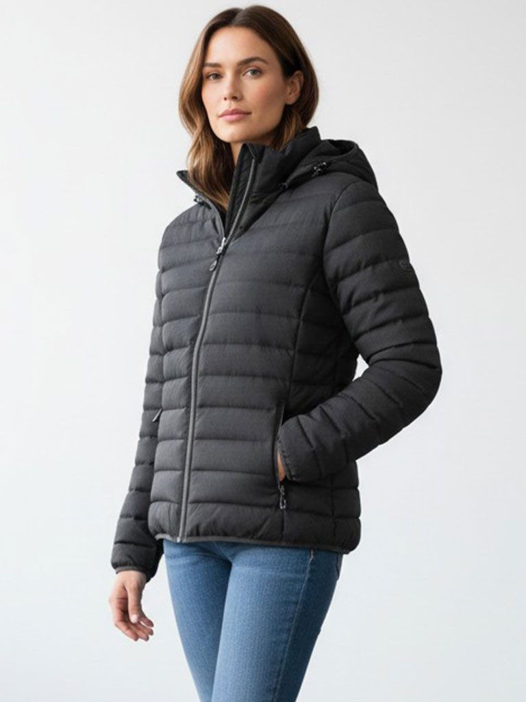 Blue Wave Steppjacke Nina Damen Jacke Nina gesteppt mit abnehmbarer Kapuze in Melange-Optik