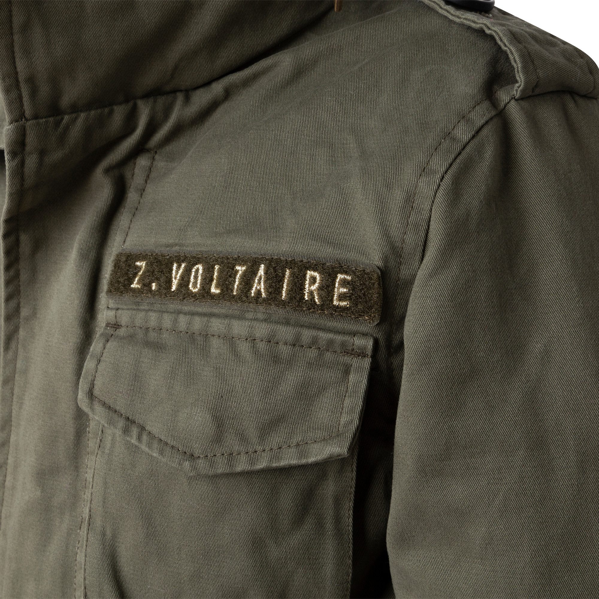 ZADIG & VOLTAIRE Parka Zadig & Voltaire Parka Jacke khaki oliv wasserabweisend Rückenmotiv