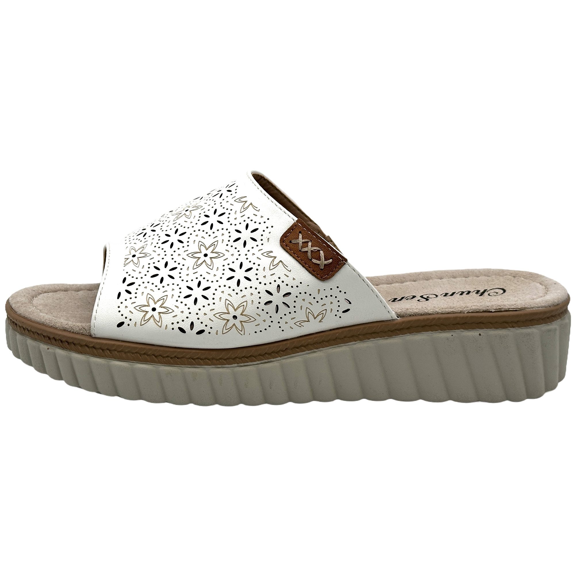 Nowaland Bequeme Damen-Pantoletten - luftdurchlässig & rutschfest Pantolette Blumenmuster, ergonomisch, Weich, rutschhemmend