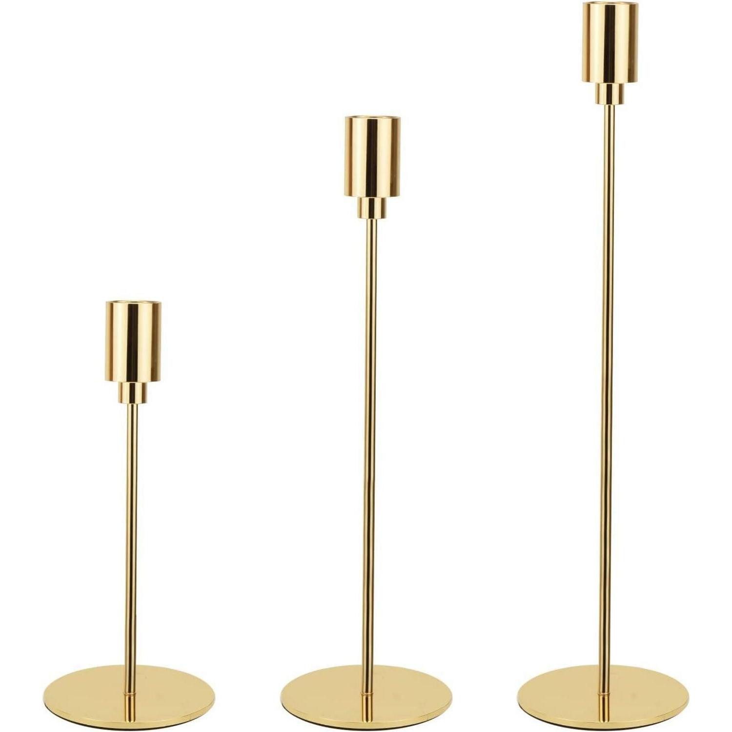 LuxusKollektion Kerzenständer Kerzenständer Set 3 Stück Gold Kerzenhalter Deko Hochzeit Edel (3 St). € 54,95