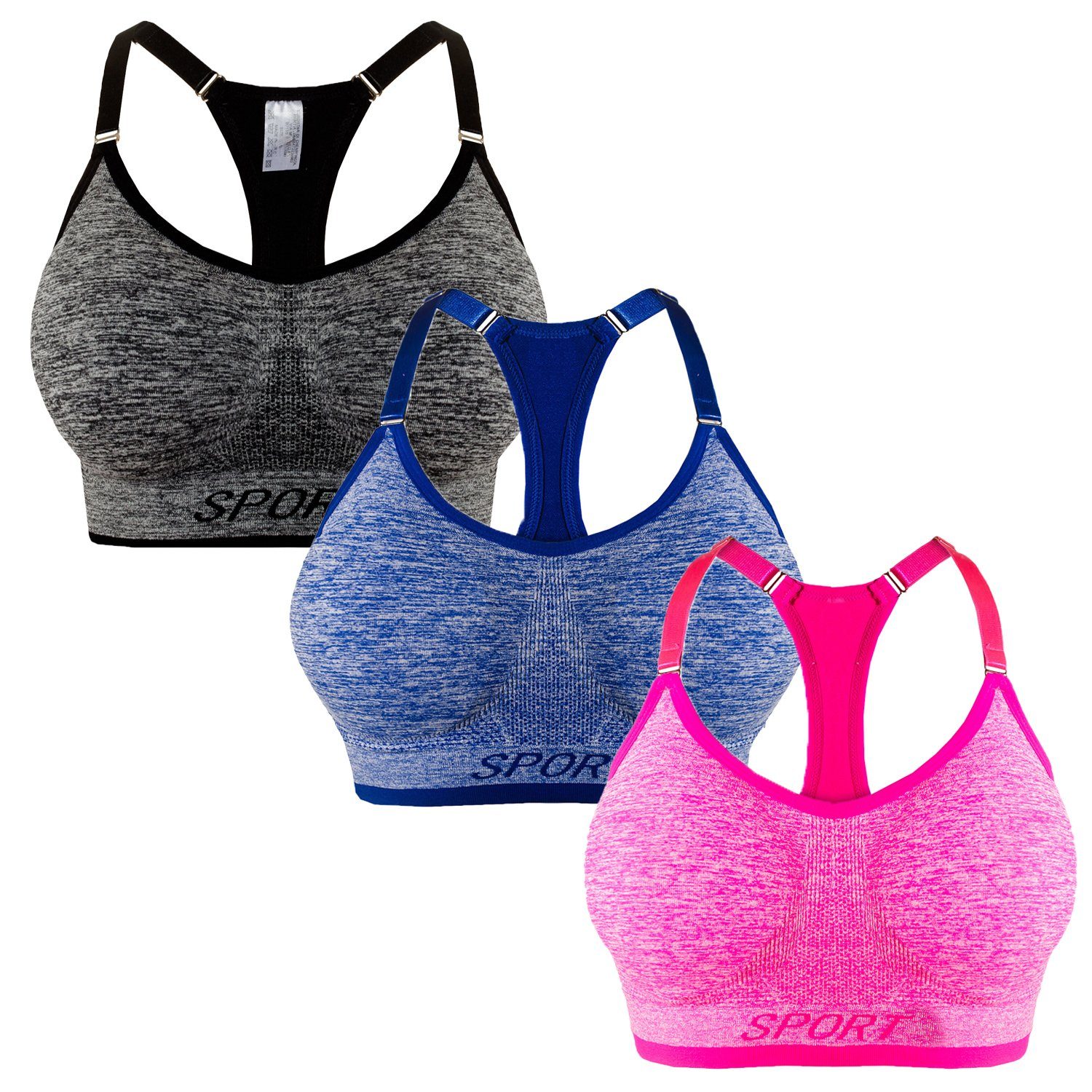 Set: mit BH Sport Set-4 Träger Libella Push-up 3714 (2/3/4er-Pack) Sport-BH verstellbare Gepolsterter