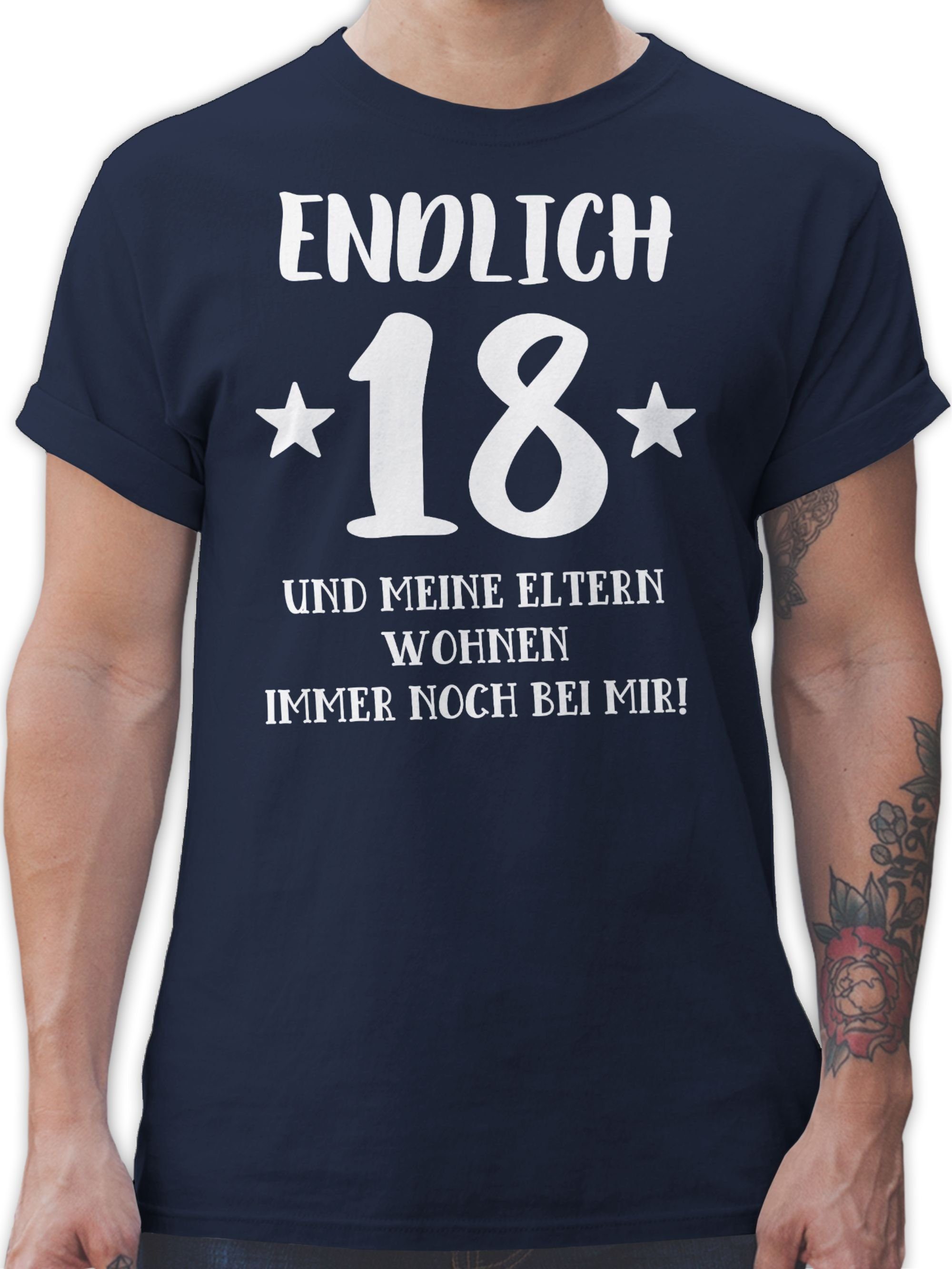 Shirtracer T-Shirt Endlich achtzehn - Eltern Wohnen bei mir 18. Geburtstag 2 Navy Blau