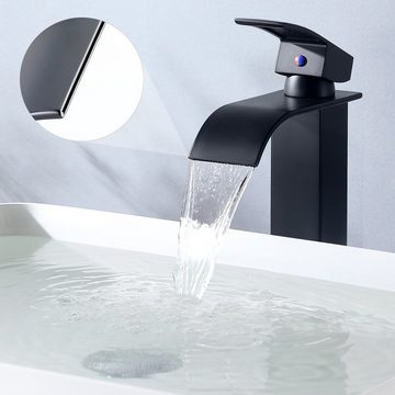 AuraLum pro Waschtischarmatur Wasserfall Wasserhahn Waschbecken Hoch Badarmatur Badezimmer Waschtisch Armatur Auslauf Höhe 273MM
