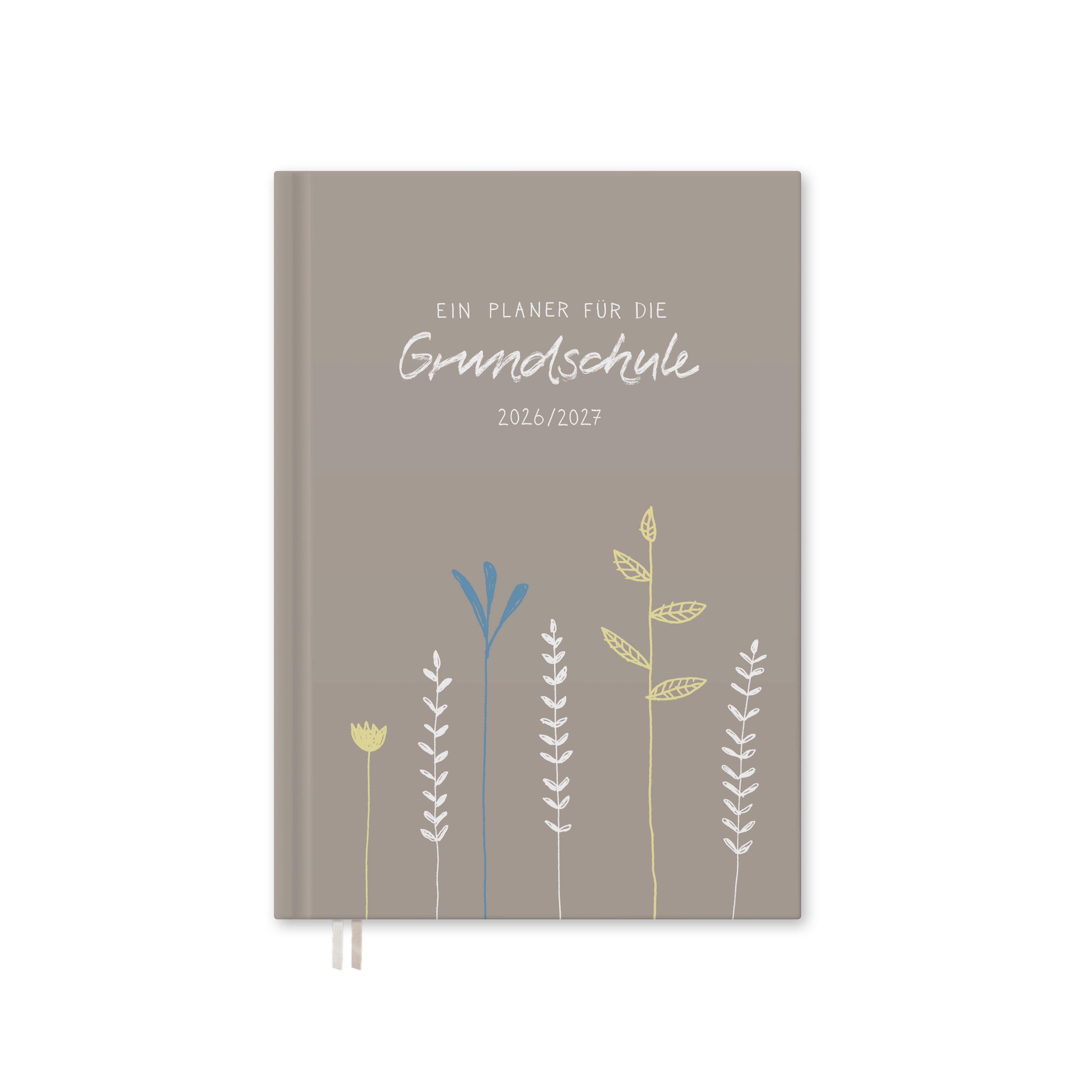 Eine der Guten Verlag Lehrerkalender Grundschulplaner 2026 2027 - A4, greige, 1 Doppelseite / Woche, Schuljahr 26/27, 216 S. Hardcover, klimaneutral