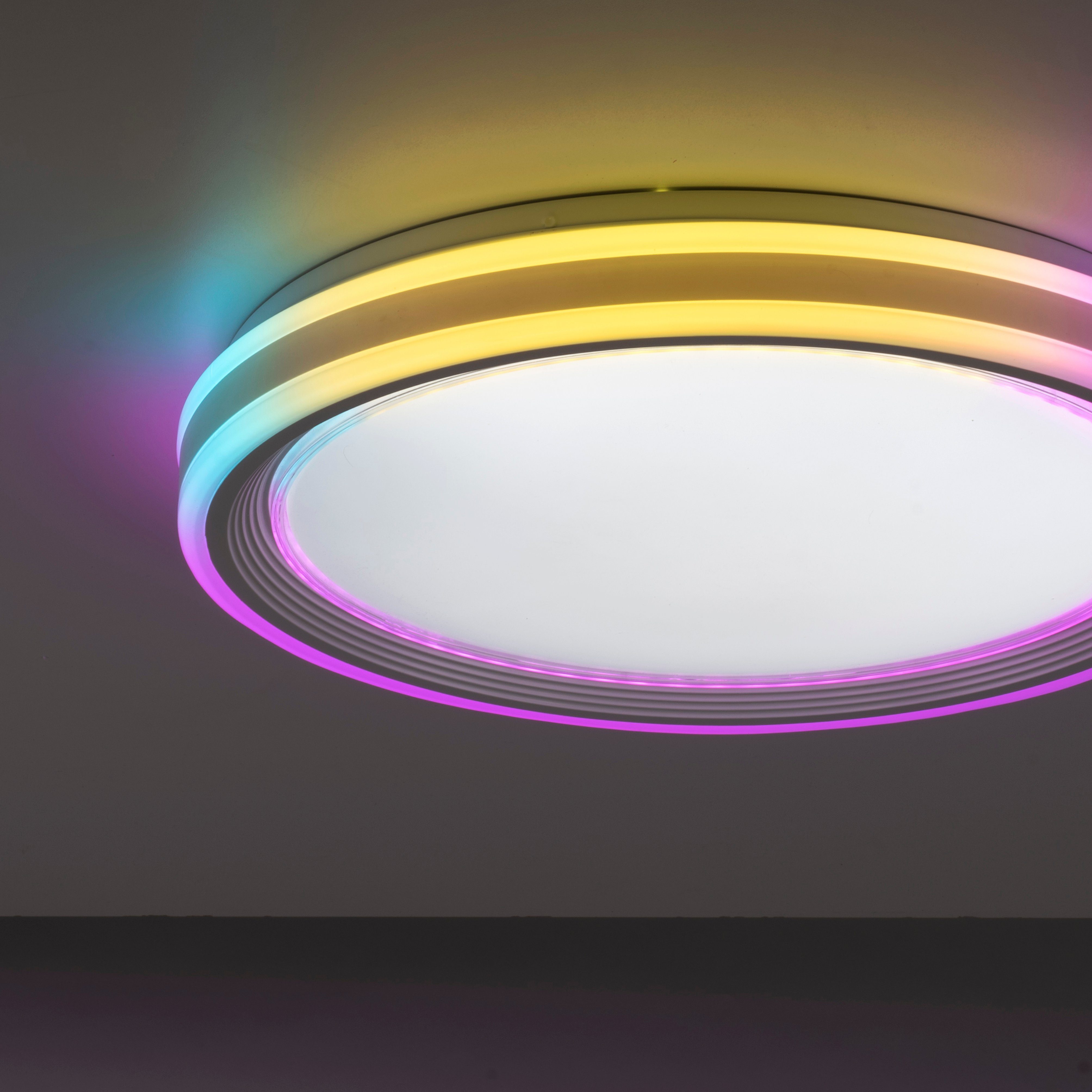 Leuchten Direkt Deckenleuchte SPHERIC, LED, warmweiß über fest Infrarot Fernbedienung, dimmbar RGB-Rainbow, - CCT LED kaltweiß, integriert, - inkl