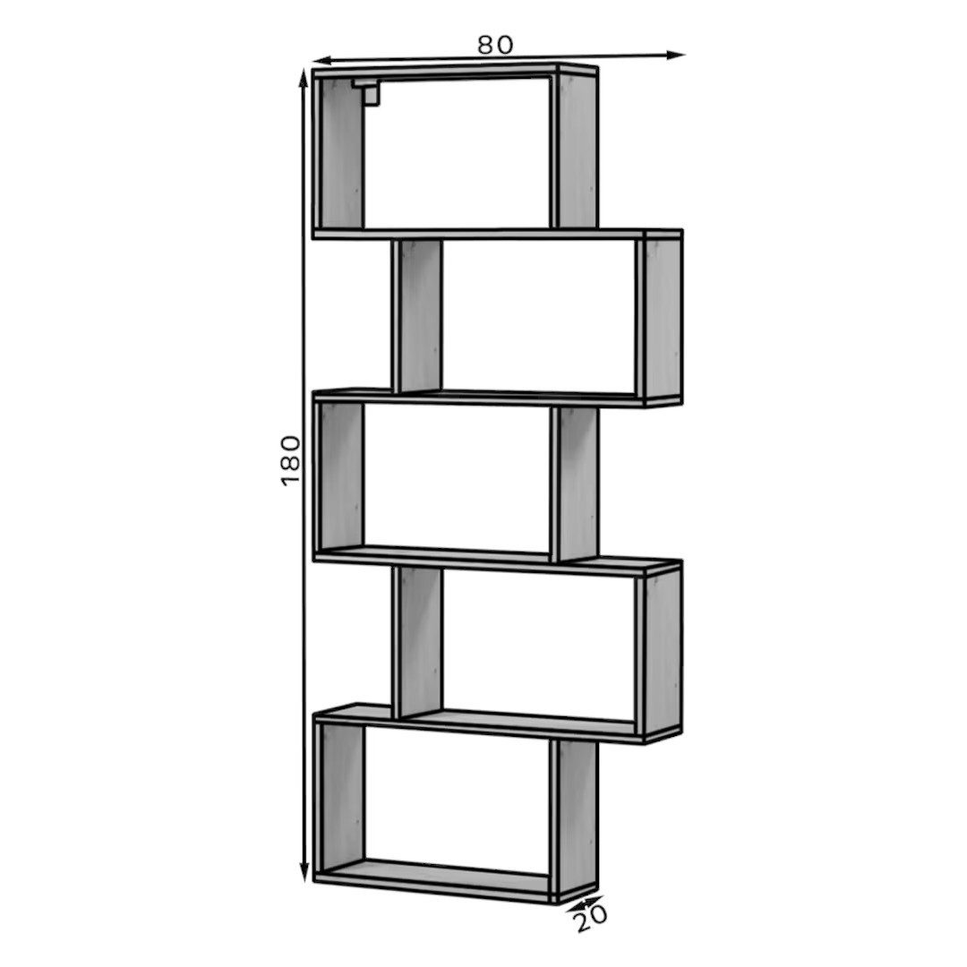 MOEBLO Bücherregal Regal SHERP, Modernes, schlankes Regal für stilvolle und funktionale Aufbewahrung, Bücherregal Bücherregal für das Büro Bücherregal für Dokumente Wohnbereich Wohnzimmer, (BxHxT):80x180x20 cm