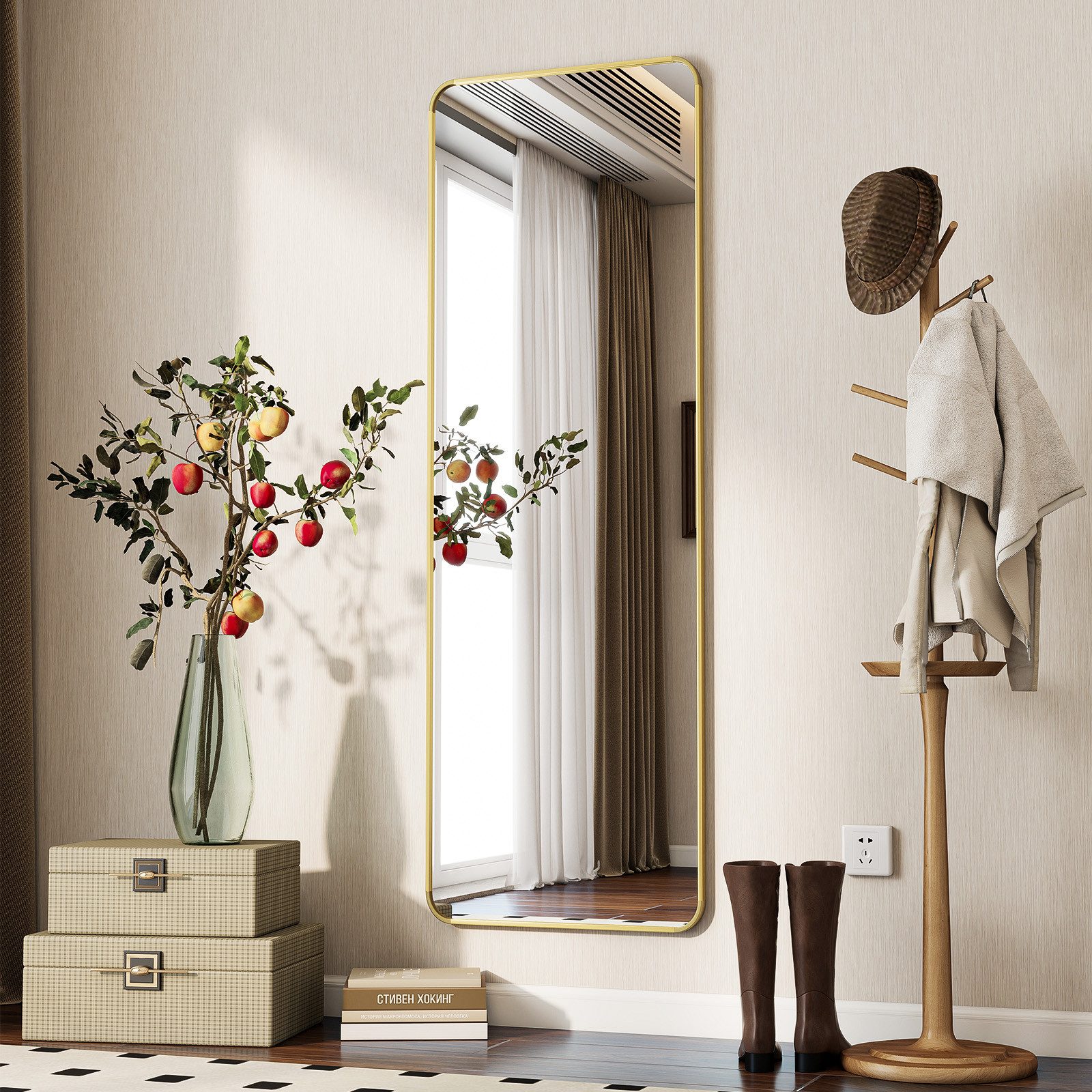 BEAUTYPEAK Standspiegel gerundeter Rechteckspiegel,senkrecht oder waagerech günstig online kaufen