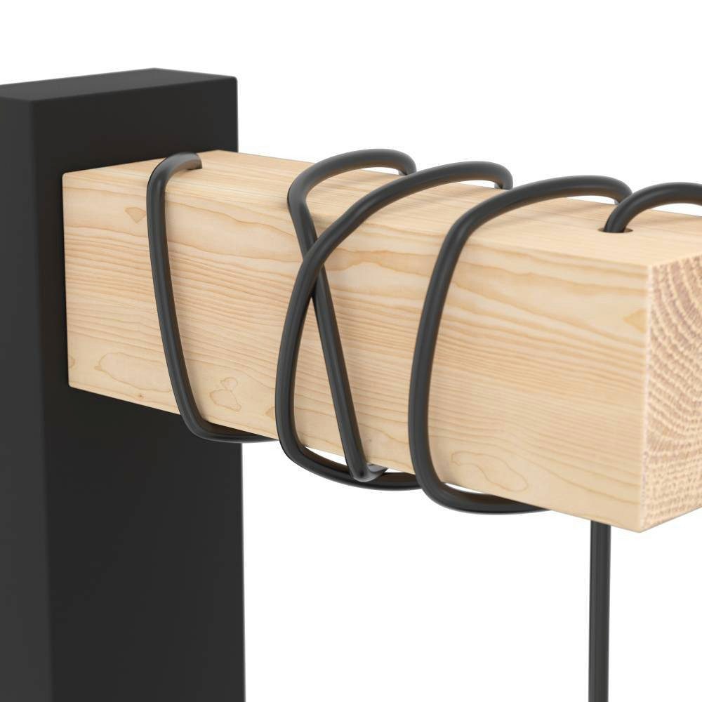 EGLO Wandleuchte TOWNSHEND 5 Wandlampe, Stahl und Holz, E27, IP20, Wohnzimmerlampe, ohne Leuchtmittel, Wand-/Deckenleuchte, Wohnzimmer, L14 x H27,5 cm, schwarz, – Bild 4 von 5