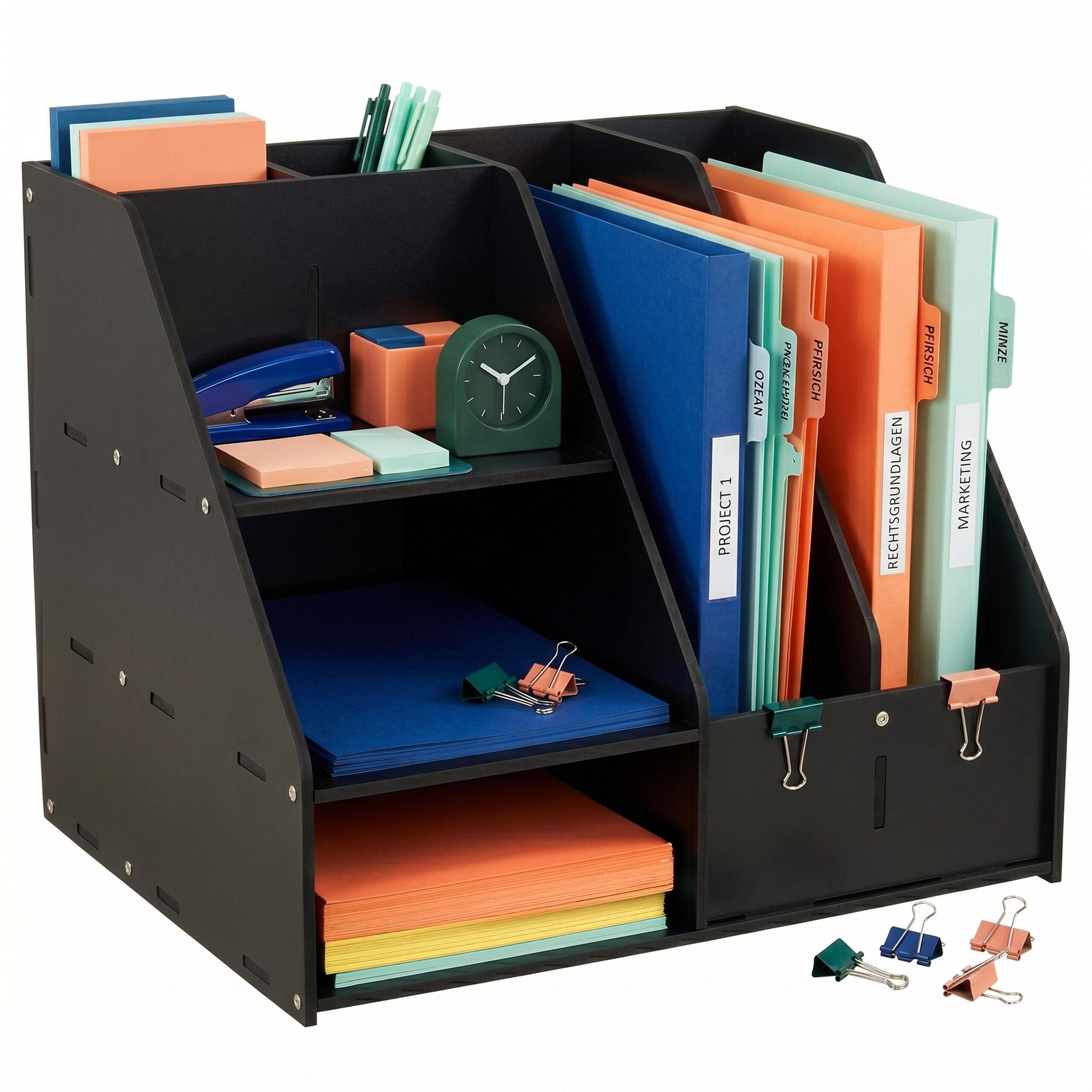 relaxdays Briefablage Schreibtisch Organizer DIN A4, schwarz