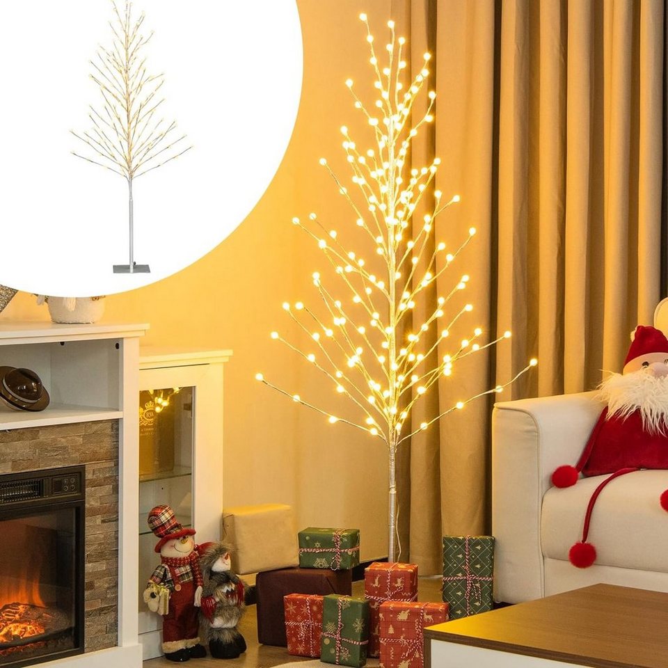 COSTWAY LED Baum, 55cm mit warmweißen LEDs & Metallständer, für Weihnachten