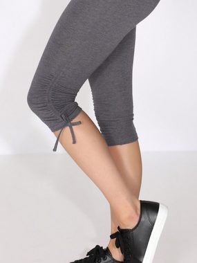 Merry Style Leggings Damen 3/4 Capri-Leggings mit Raffung aus Baumwolle MS10-380 (1-tlg) elastischer Bund