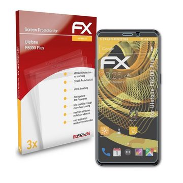 atFoliX Schutzfolie für Ulefone P6000 Plus, (3 Folien), Entspiegelnd und stoßdämpfend