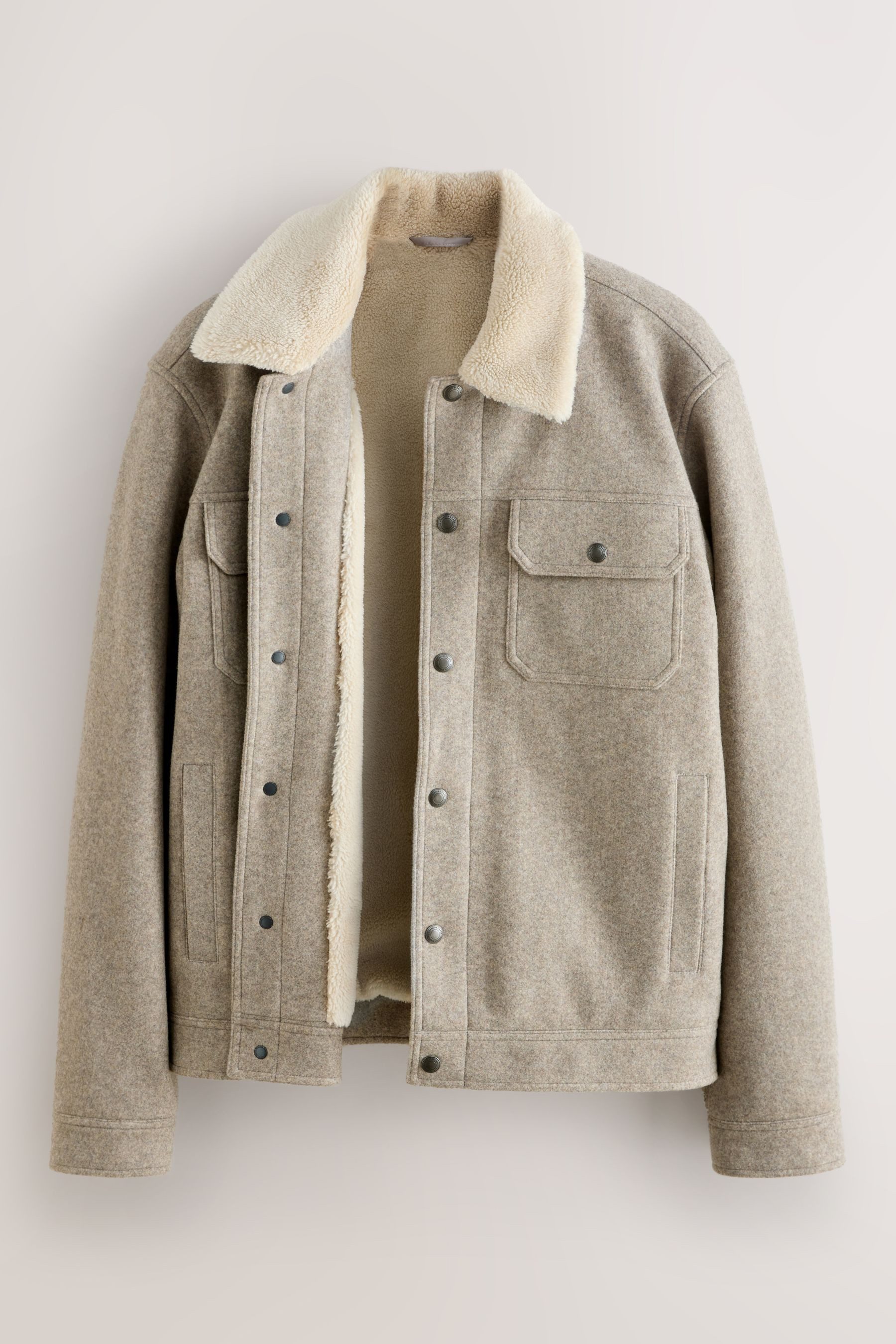 Hemdjacke Truckerjacke aus Wollmischung mit Borgfutter