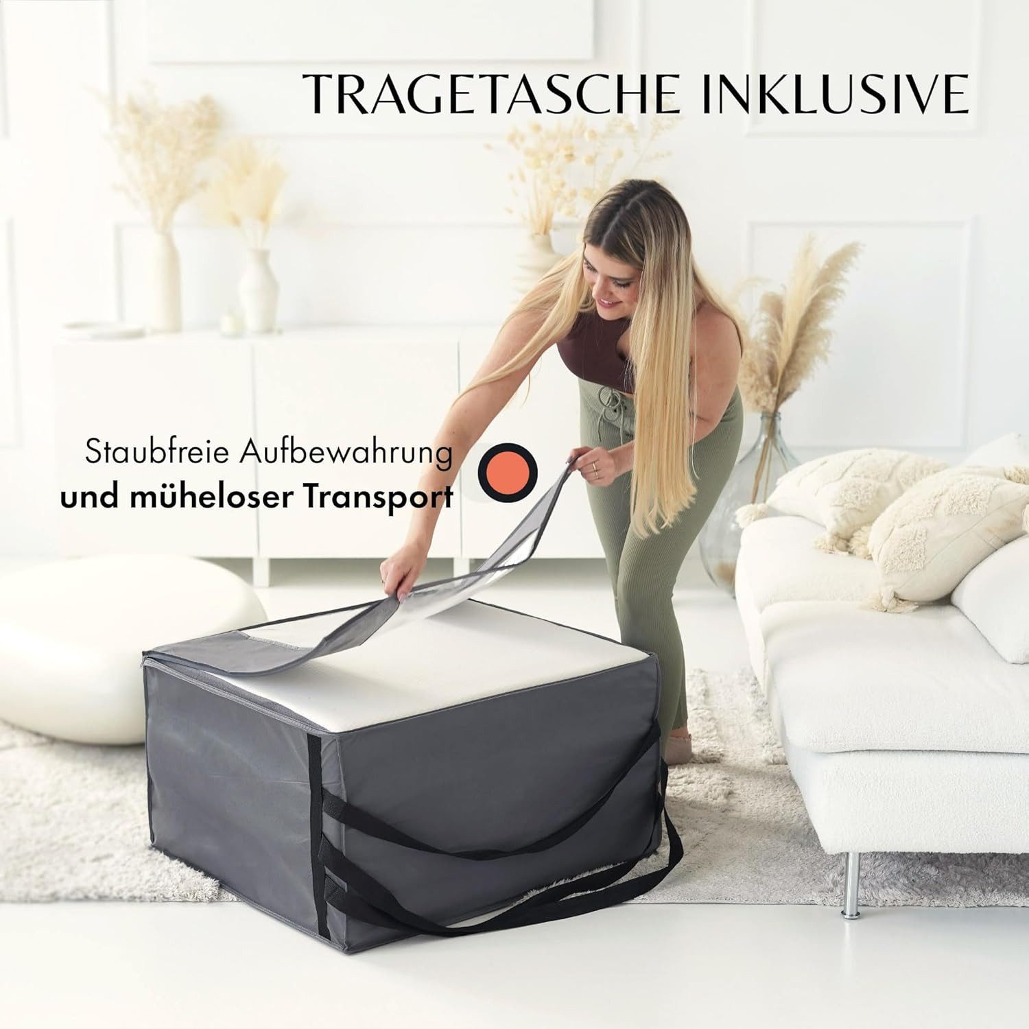 Klappmatratze – Gästematratze klappbar – 75 x 195 x 14cm dick & bequem H3, DYNMC you, 14 cm hoch, (Faltbare Matratze, platzsparend klappbar – Reisebett Erwachsene), – Waschbarer Bezug