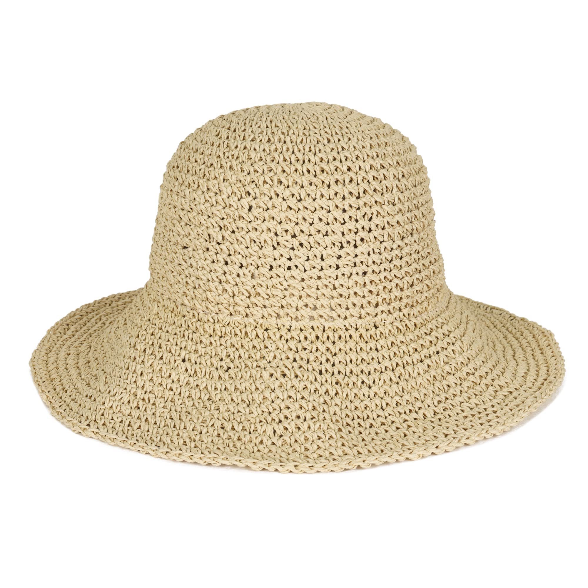 Zaewry Strohhut Damen-Sommer-Sonnenhut, faltbarer Outdoor-Strohhut Strandhut 57-59cm