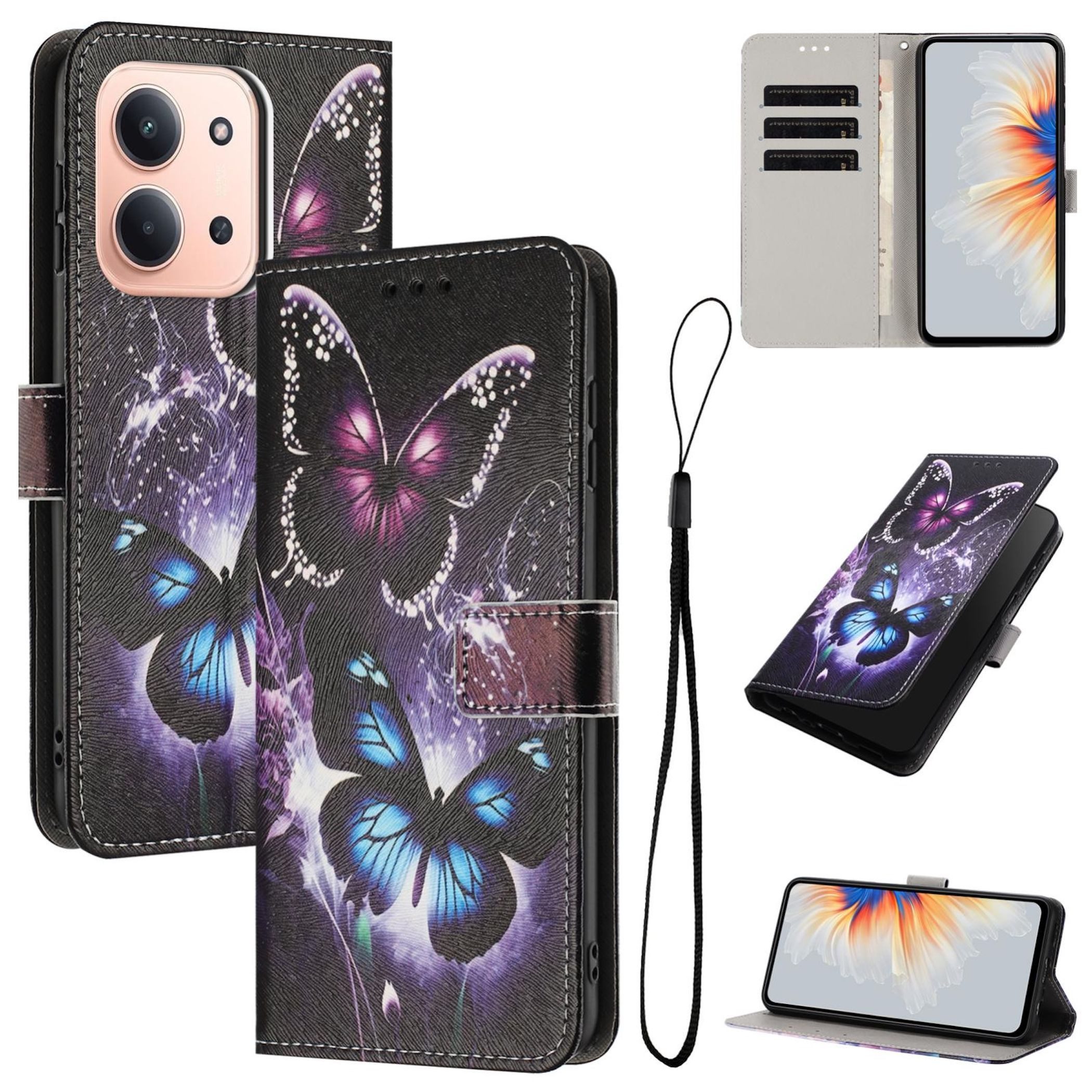 Wigento Handyhülle Klapphülle für Xiaomi Redmi 15C 5G / 4G Kunstleder Wallet Motiv Tasche 6,9 Zoll, Wallet Funktion, Standfunktion, Motiv